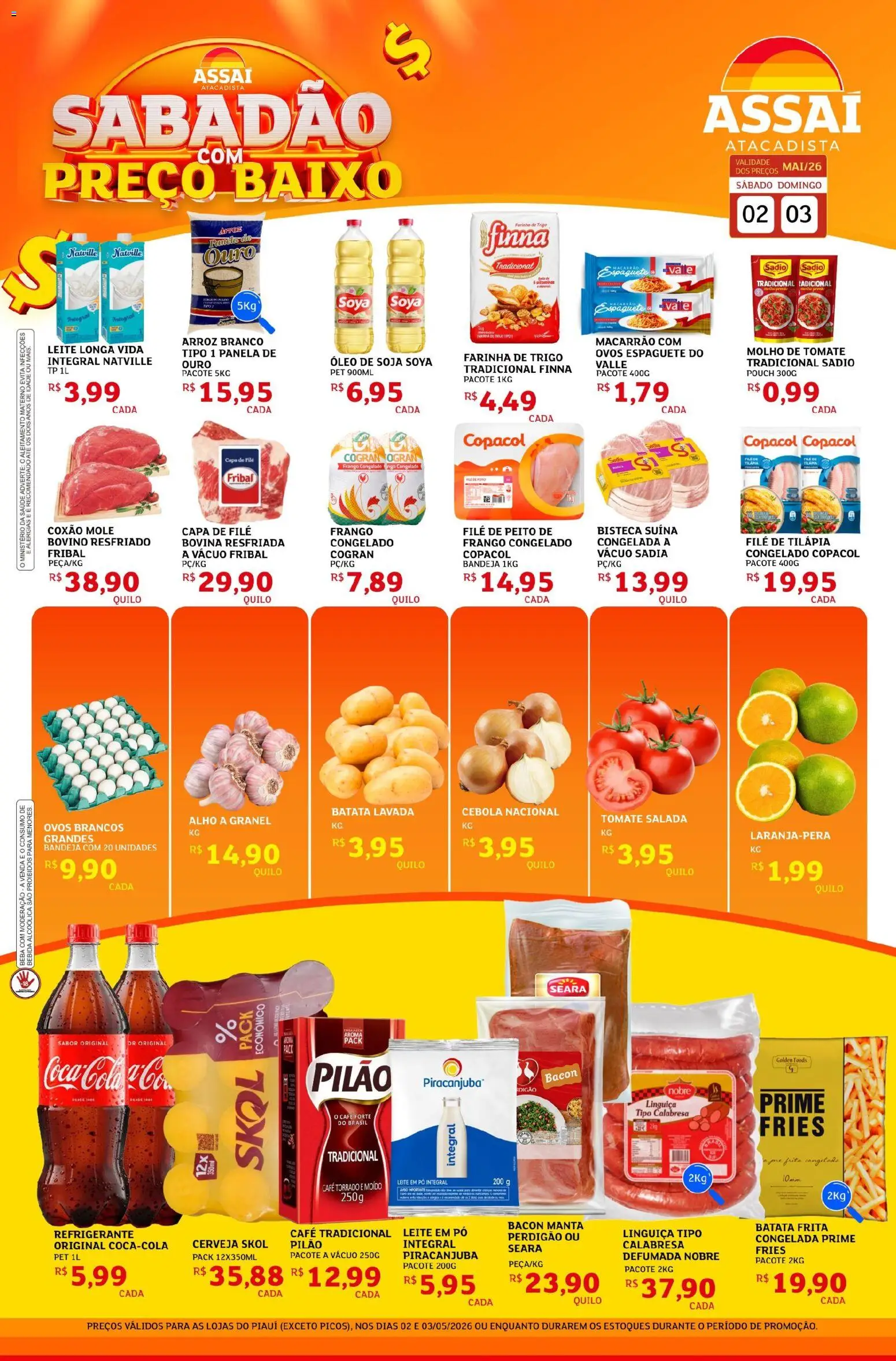Assaí Atacadista Folheto - válido de 02.05.2026 | Página: 1 | Produtos: Alho, Cerveja, Baixo, Soja