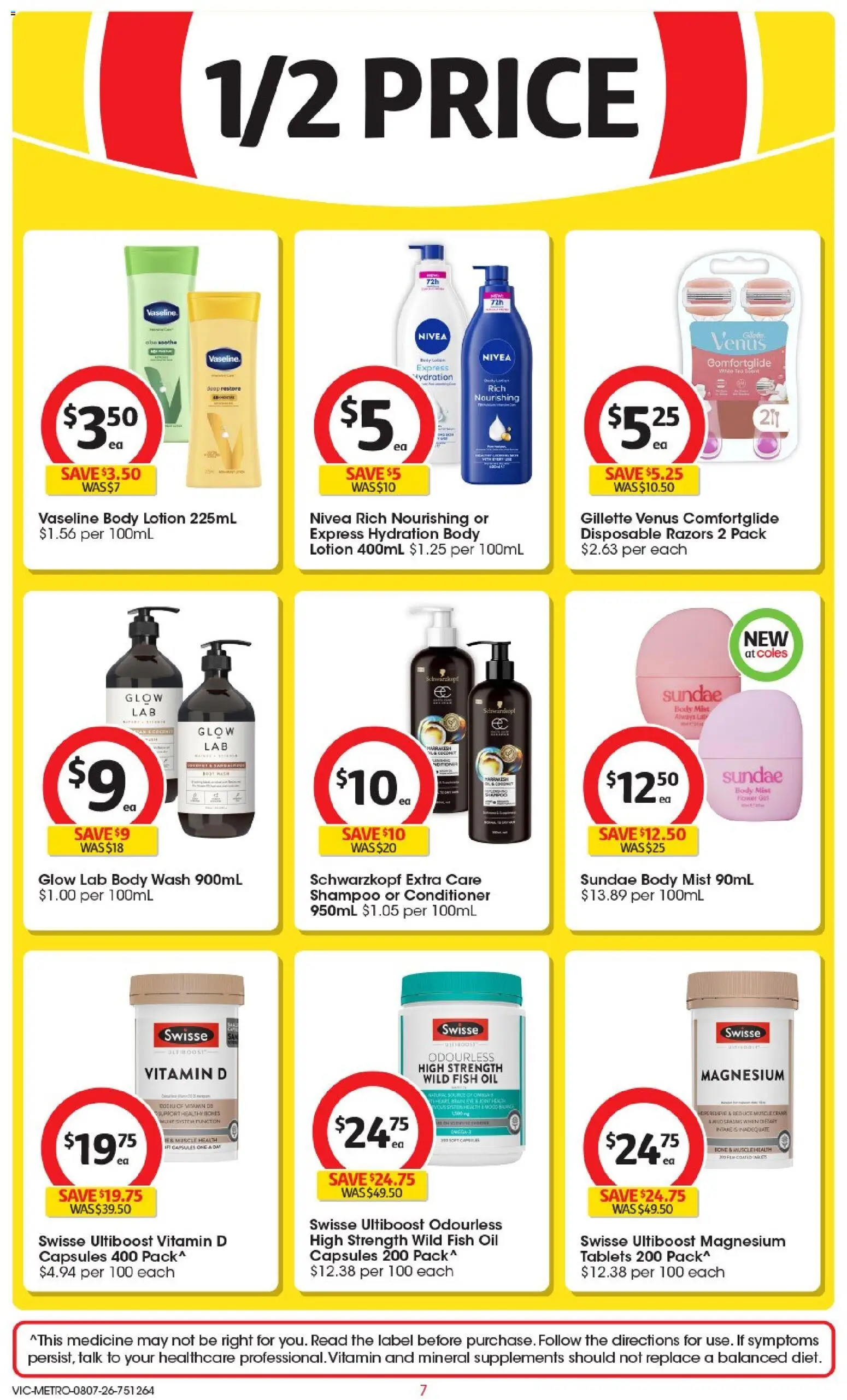 Coles catalogue - valid from 08/07/2026 | Page: 7 | Products: Lotion, Fish oil, Vitamin, Vaseline