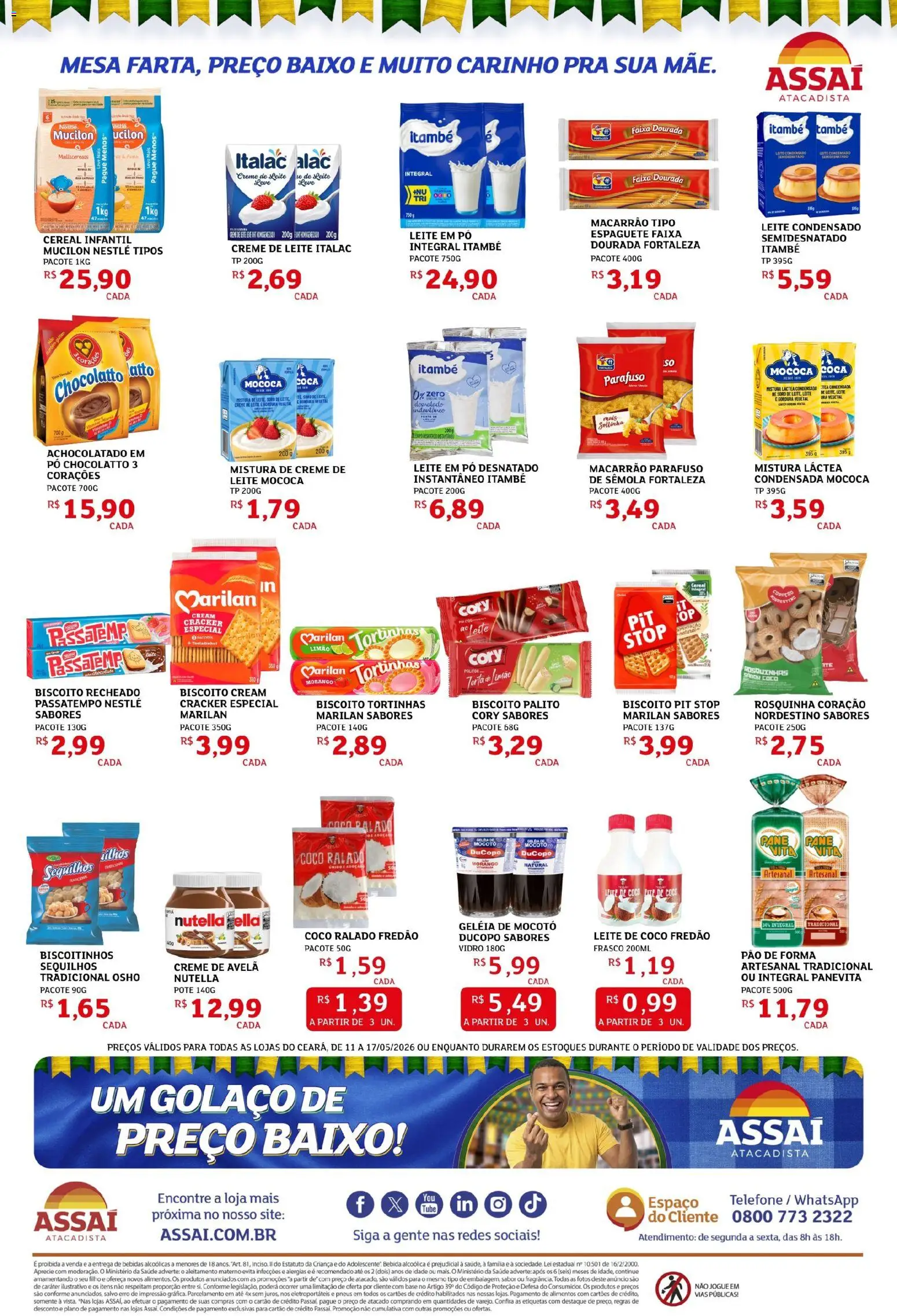 Assaí Atacadista Folheto - válido de 11.05.2026 | Página: 4 | Produtos: Leite, Leite condensado, Creme de avelã, Avelã