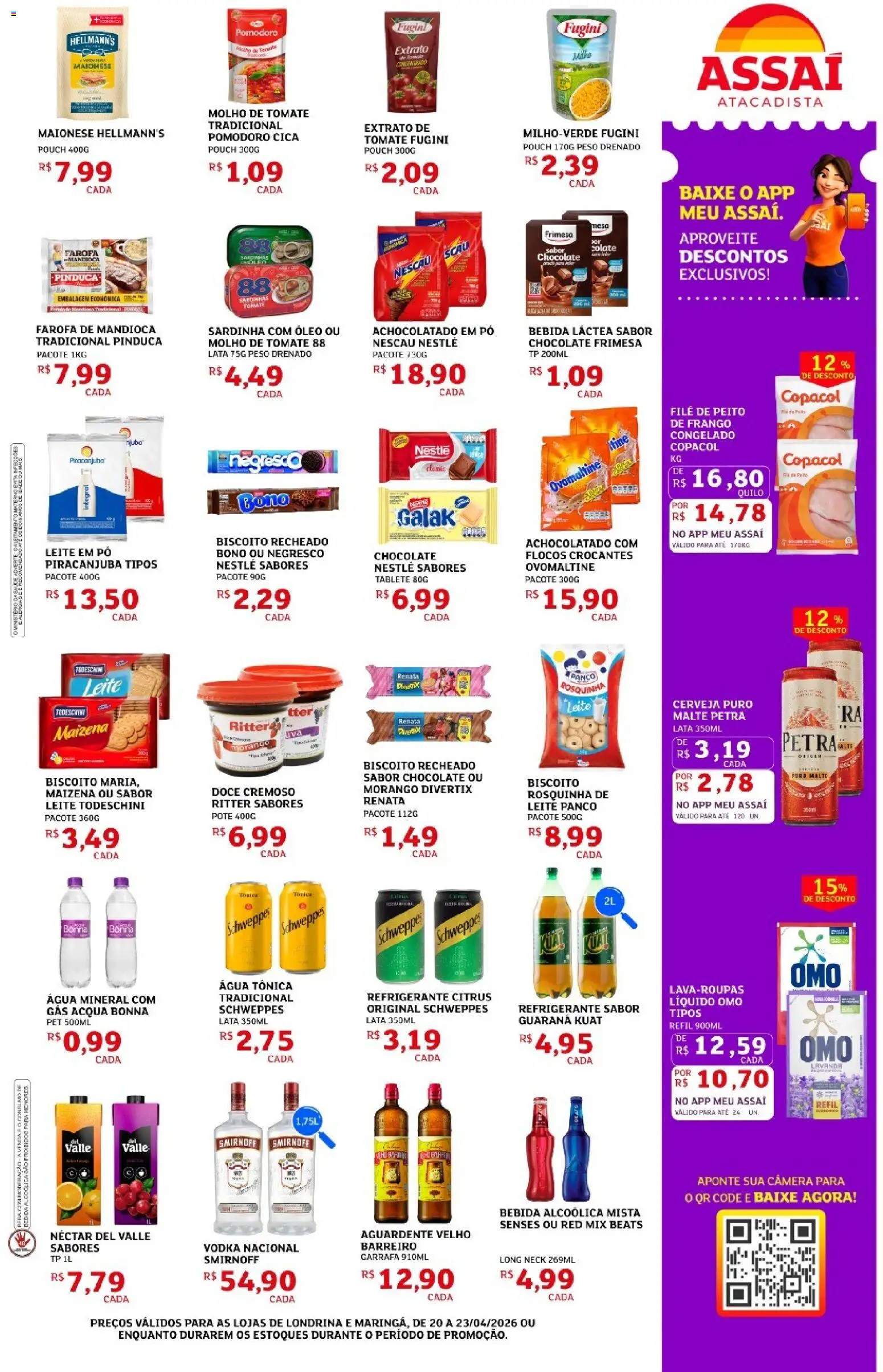 Assaí Atacadista Folheto - válido de 20.04.2026 | Página: 3 | Produtos: Biscoito, Achocolatado, Chocolate, Água mineral