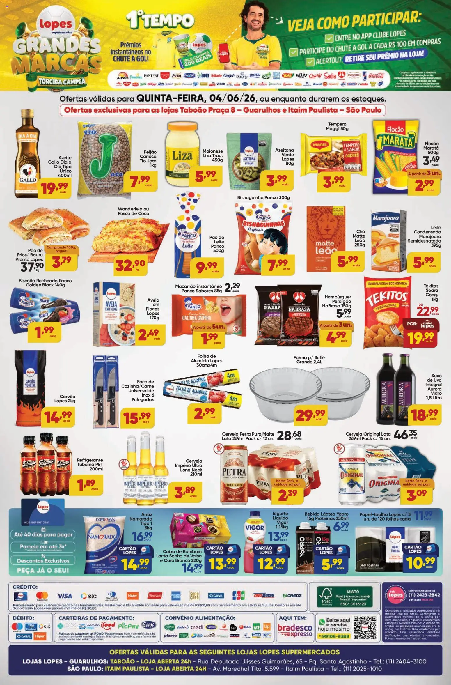 Lopes Supermercados Folheto - válido de 04.06.2026 | Página: 2 | Produtos: Feijão, Macarrão, Flocos, Refrigerante
