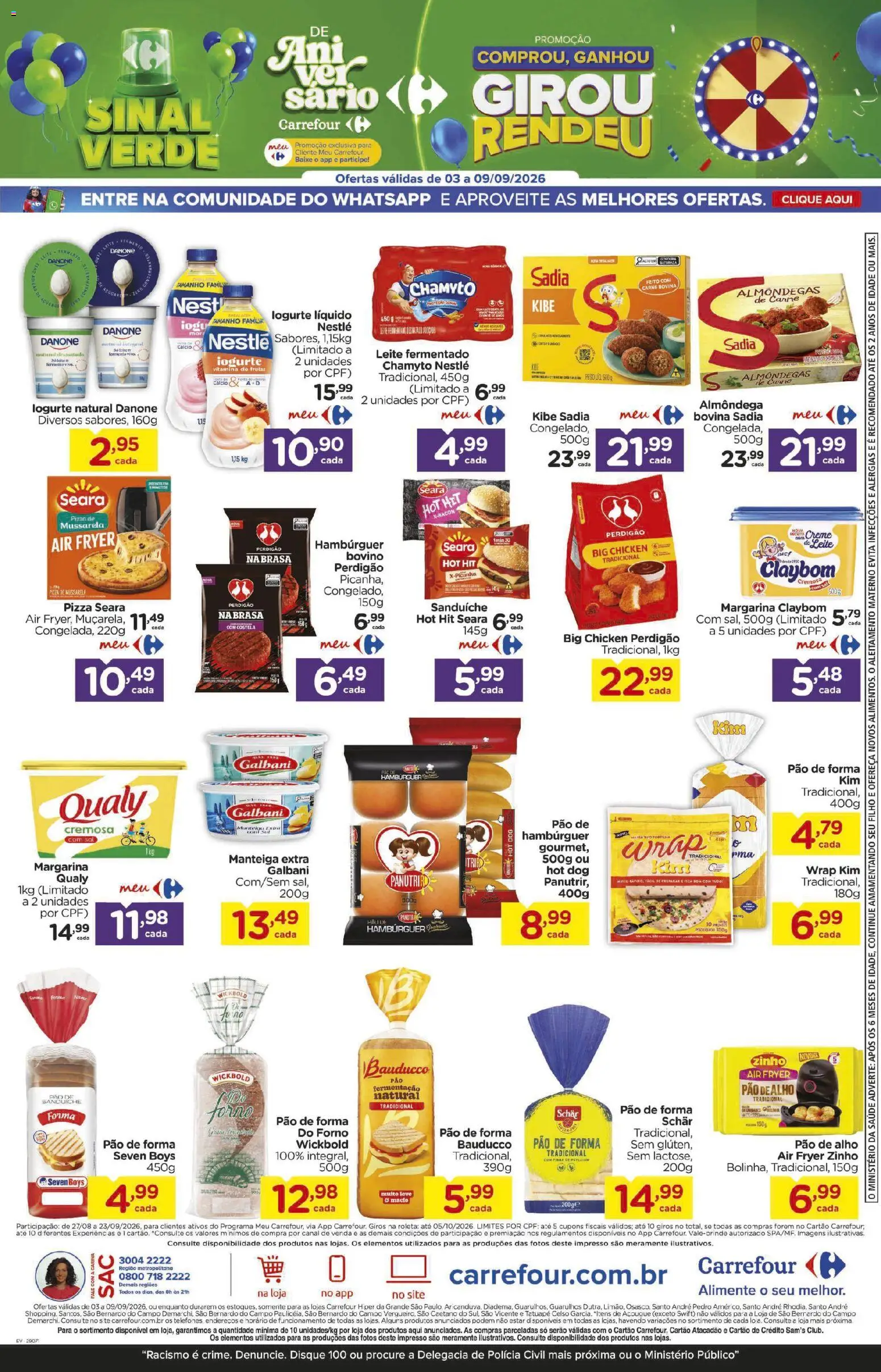 Carrefour Folheto - válido de 03/09/2026 | Página: 4 | Produtos: Iogurte, Creme, Mussarela, Leite fermentado