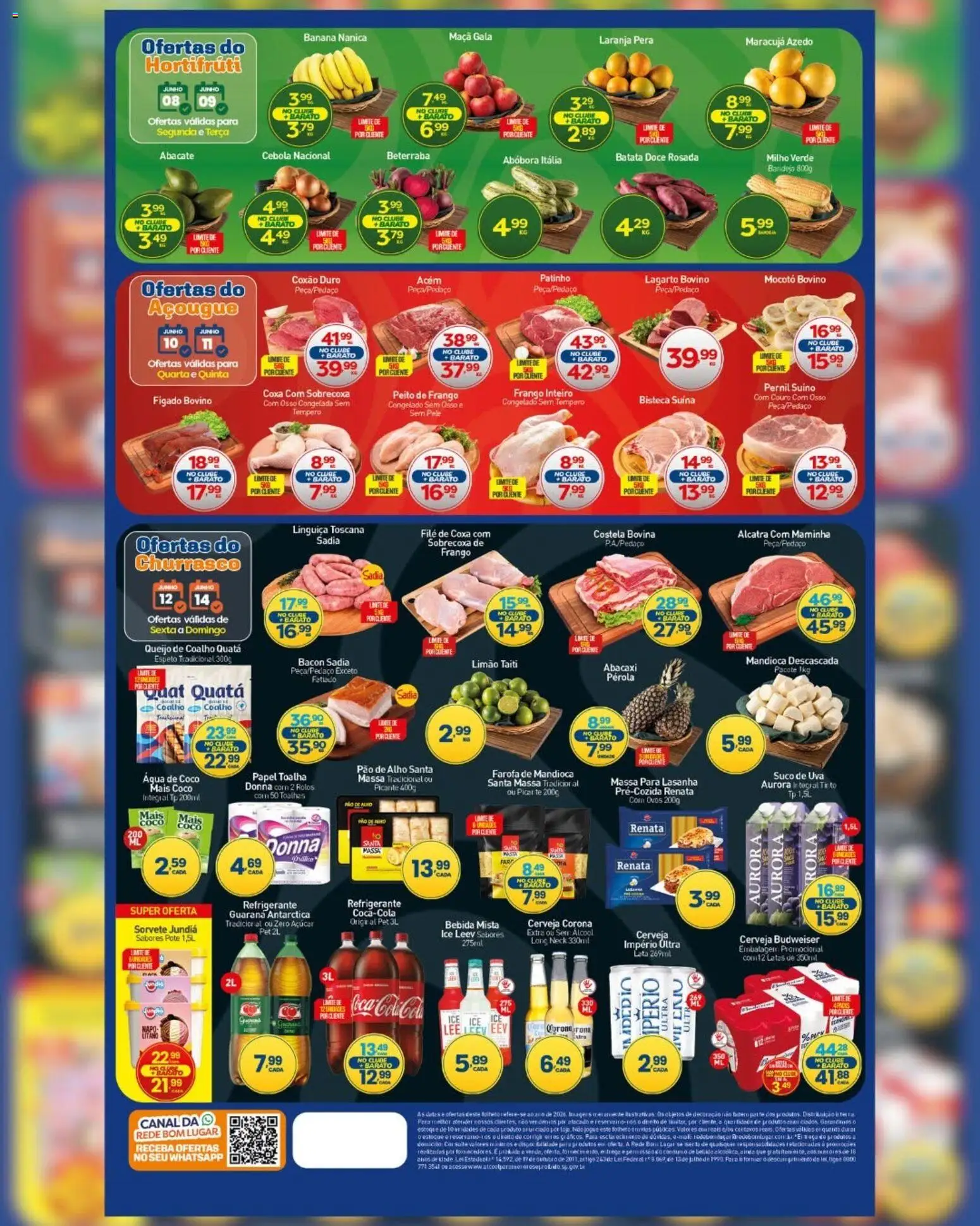 Rede Bom Lugar Folheto - válido de 08.06.2026 | Página: 4 | Produtos: Alcatra, Pernil, Bebida, Batata