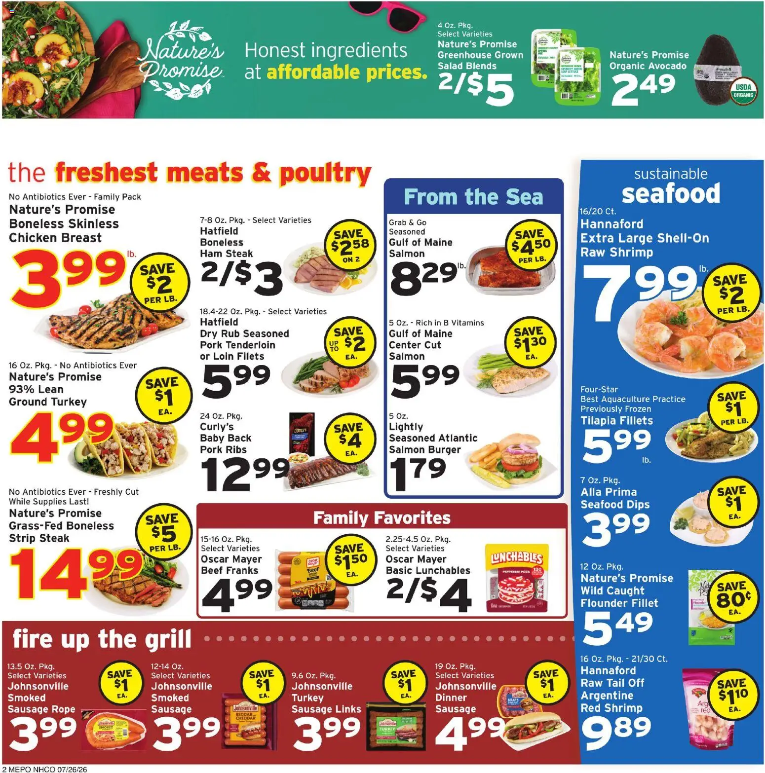 Hannaford Weekly Ad - valid from 07/26/2026 | Page: 2 | Products: Pizza, Pork, Beef, Poultry