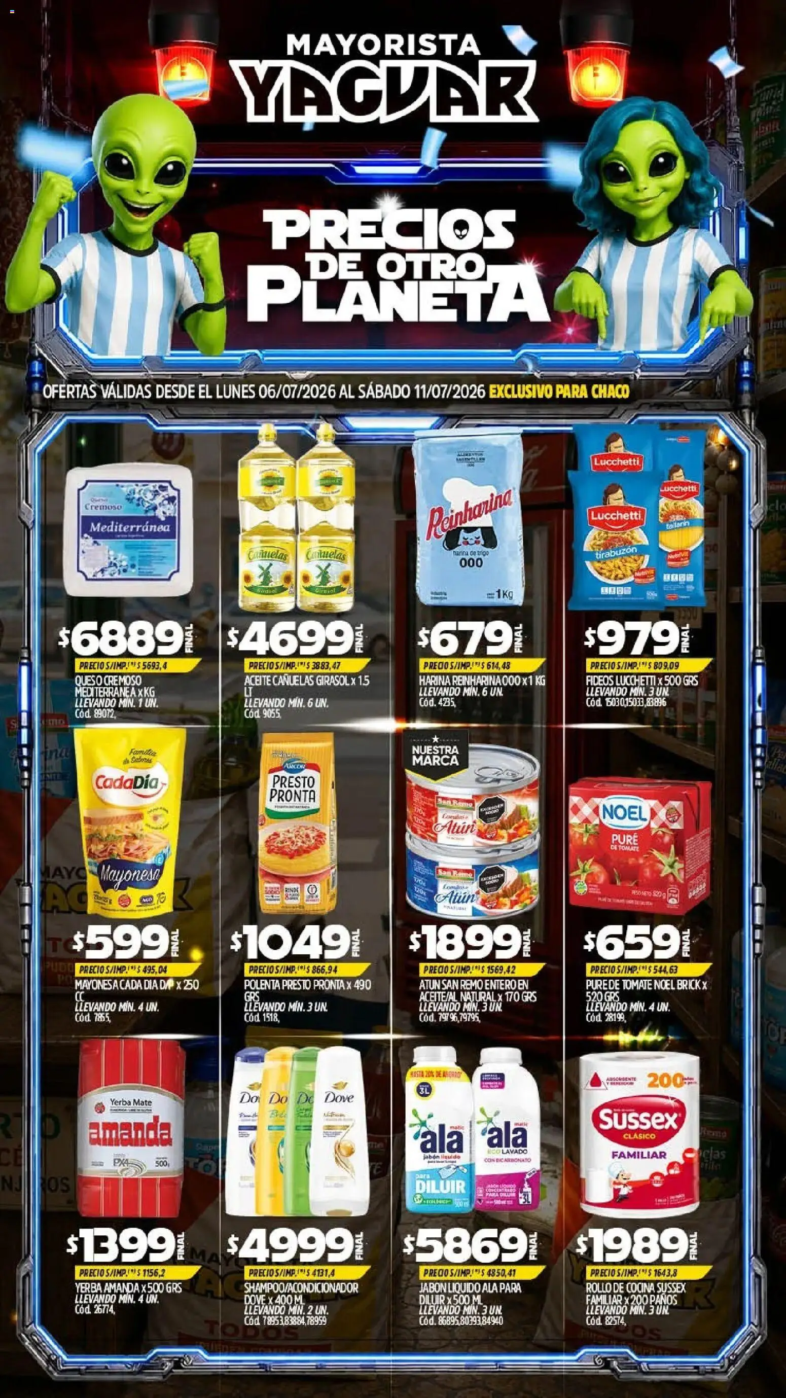 Yaguar - Oferta Semanal Chaco │ válido desde el 06/07/2026 | Página: 1 | Productos: Mayonesa, Atún, Pure de Tomate, Queso
