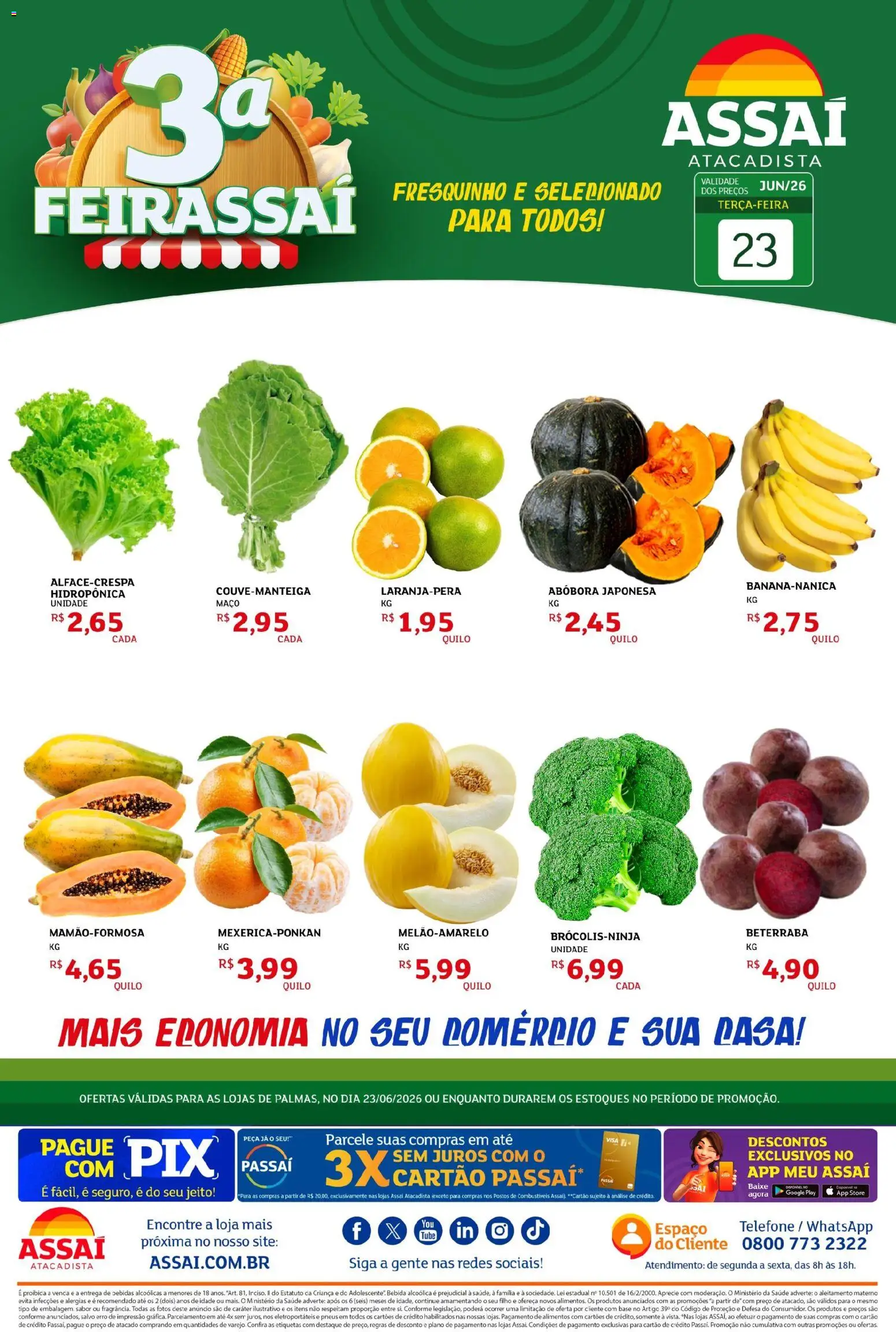 Assaí Atacadista Folheto - válido de 23/06/2026 | Página: 1 | Produtos: Abóbora, Beterraba, Pneus, Bebida