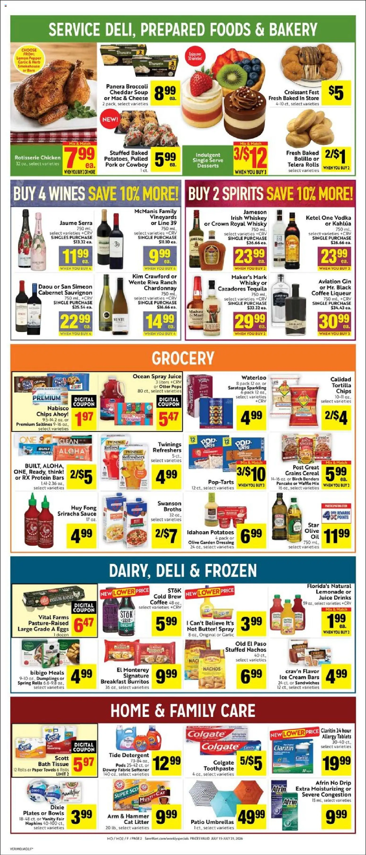 Save Mart Weekly Ad - valid from 07/15/2026 | Page: 2 | Products: Coffee, Pork, Whiskey, Garlic
