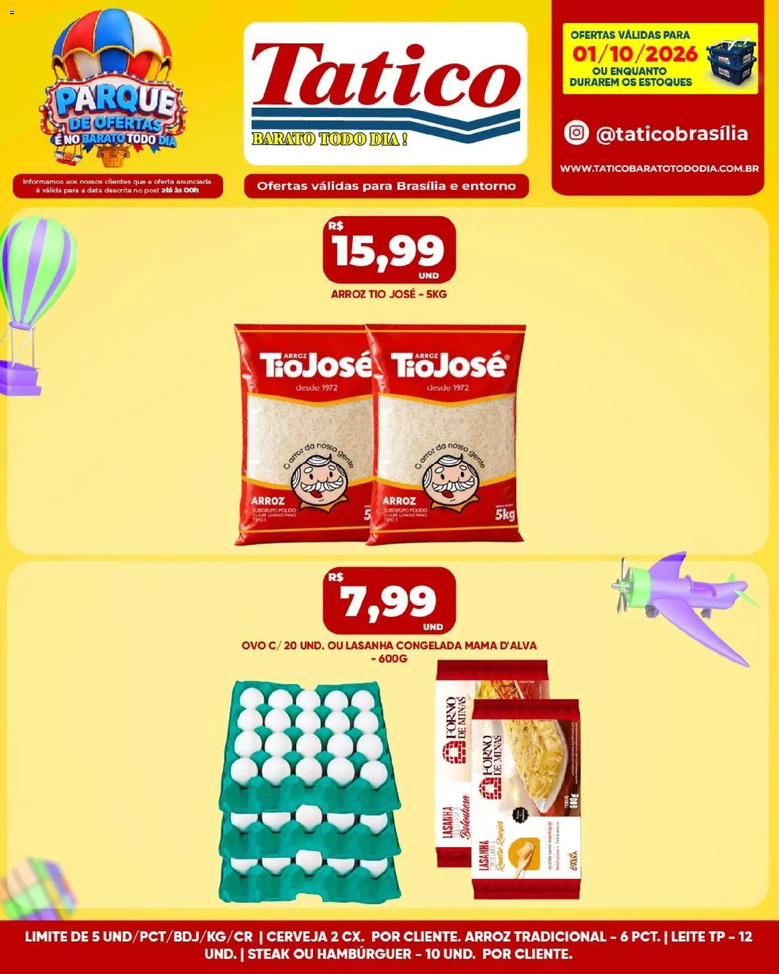 Tatico Folheto - válido de 01/10/2026 | Página: 9 | Produtos: Leite, Arroz, Hambúrguer, Lasanha