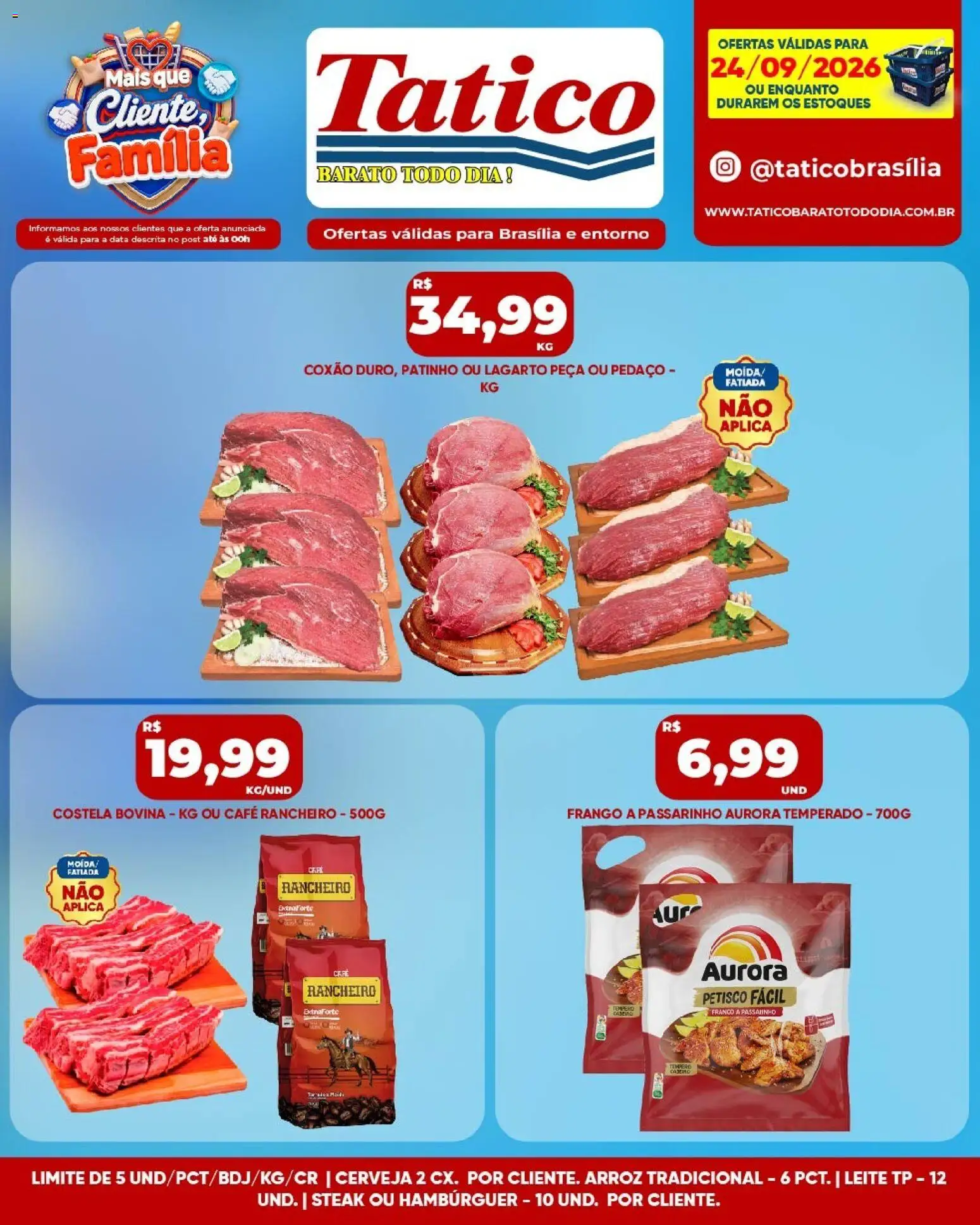 Tatico Folheto - válido de 24/09/2026 | Página: 13 | Produtos: Costela bovina, Leite, Hambúrguer, Frango