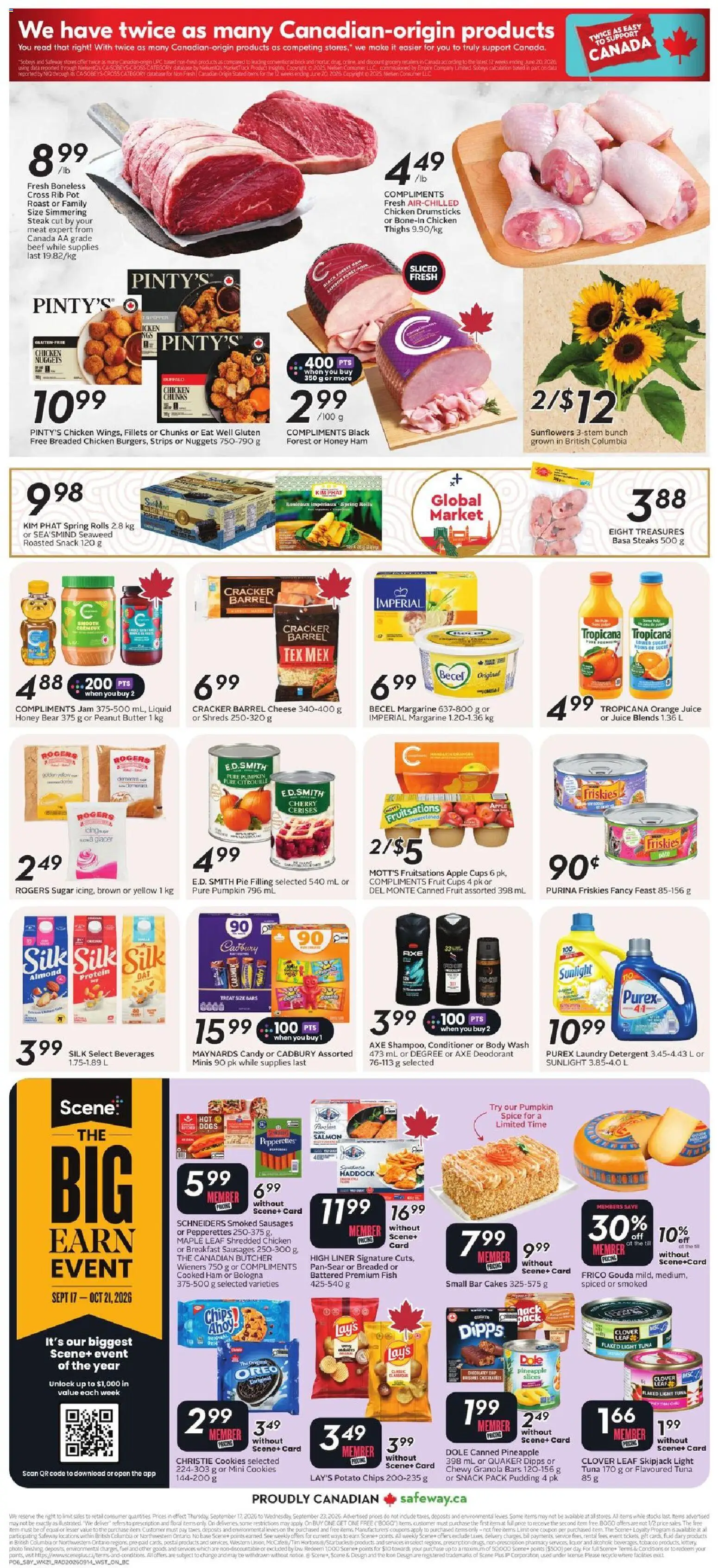 Safeway flyer valid from Sep 17, 2026 | Page: 3 | Products: Beef, Roast, Cheese, Juice