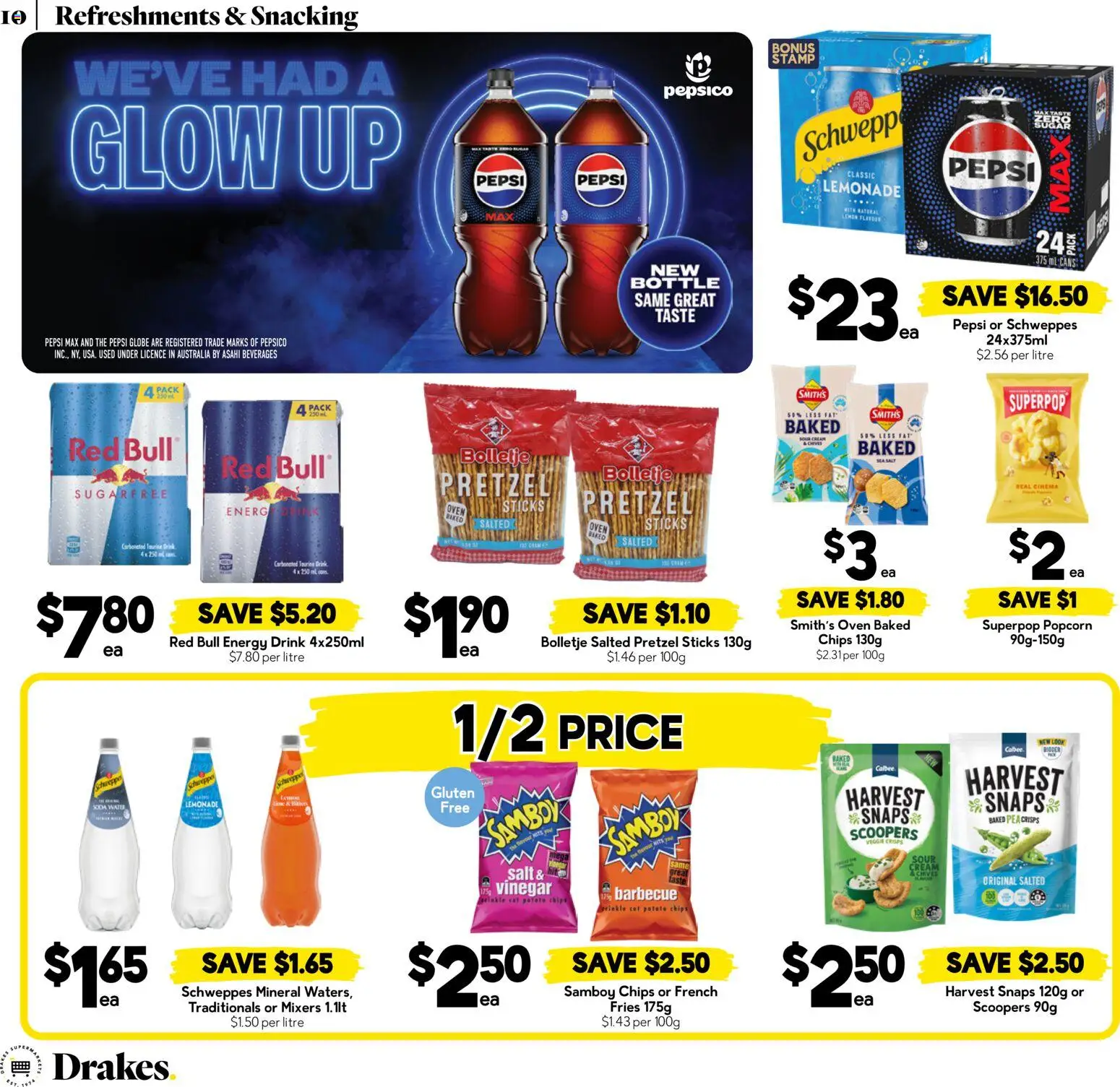 Drakes catalogue - valid from 23/09/2026 | Page: 10 | Products: Popcorn, Water, Red Bull, Pepsi Max