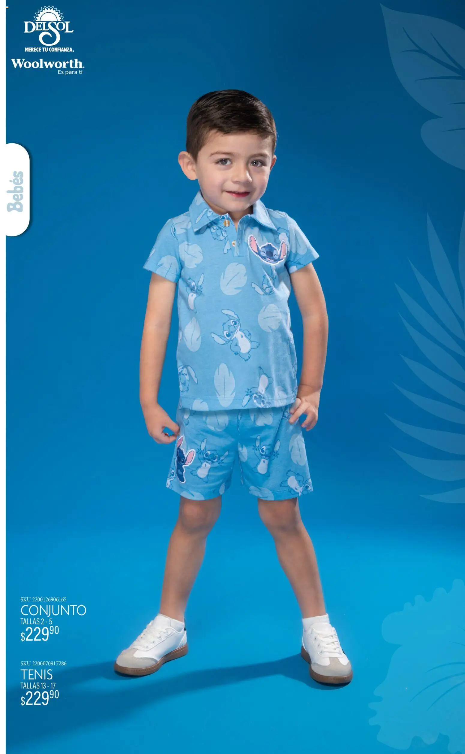Nuevas ofertas de Del Sol y Woolworth válidas en toda la República Mexicana desde el 19.03.2026. ¡Encuentra las mejores ofertas en Del Sol y Woolworth catálogo Luce tus Vacaciones con Stitch! | Página: 12 | Productos: Tenis, Conjunto