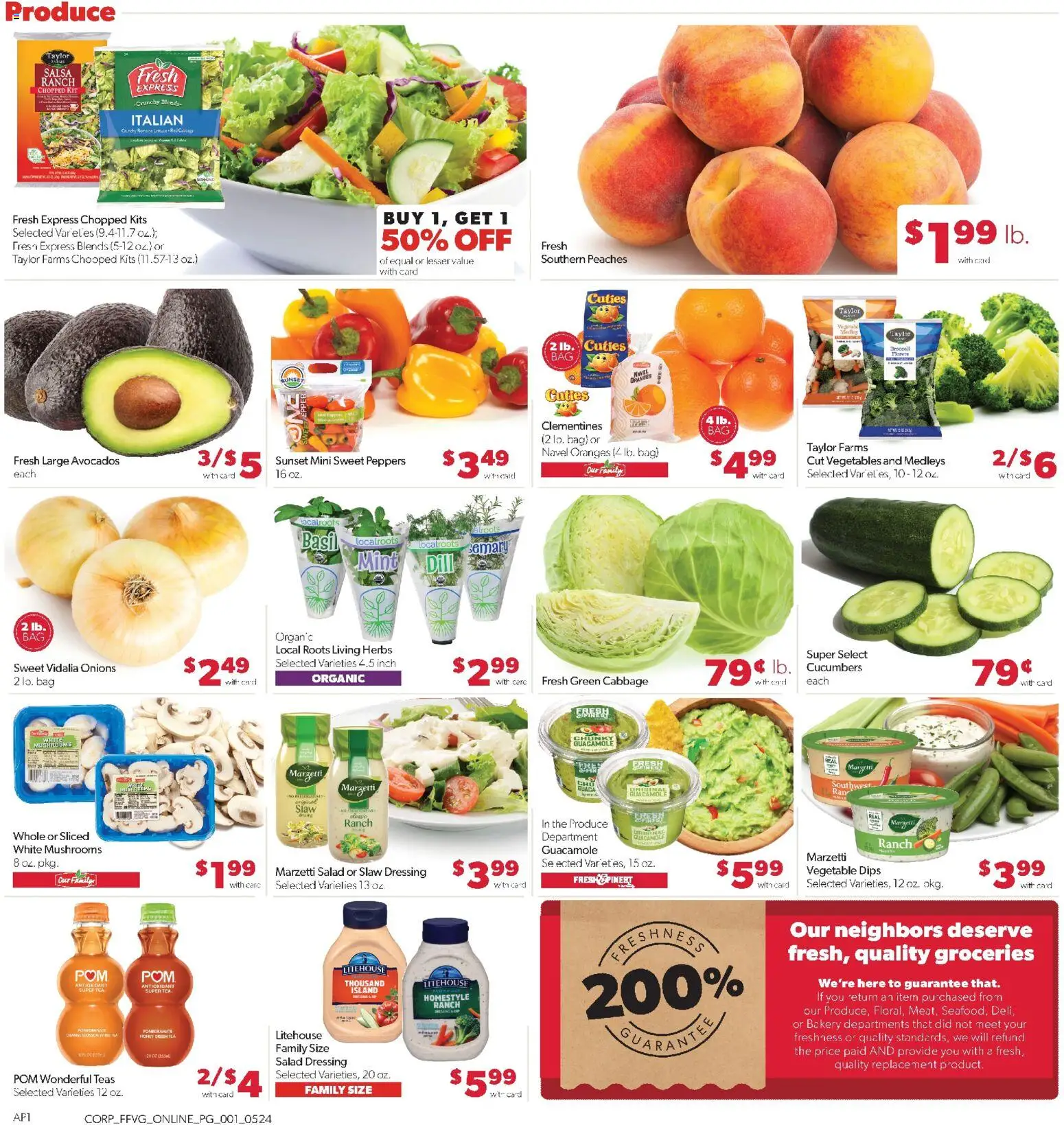Family Fare Weekly Ad - MI - valid from 24.05.2026 | Page: 5 | Products: Peaches, Cucumbers, Vegetables, Bag