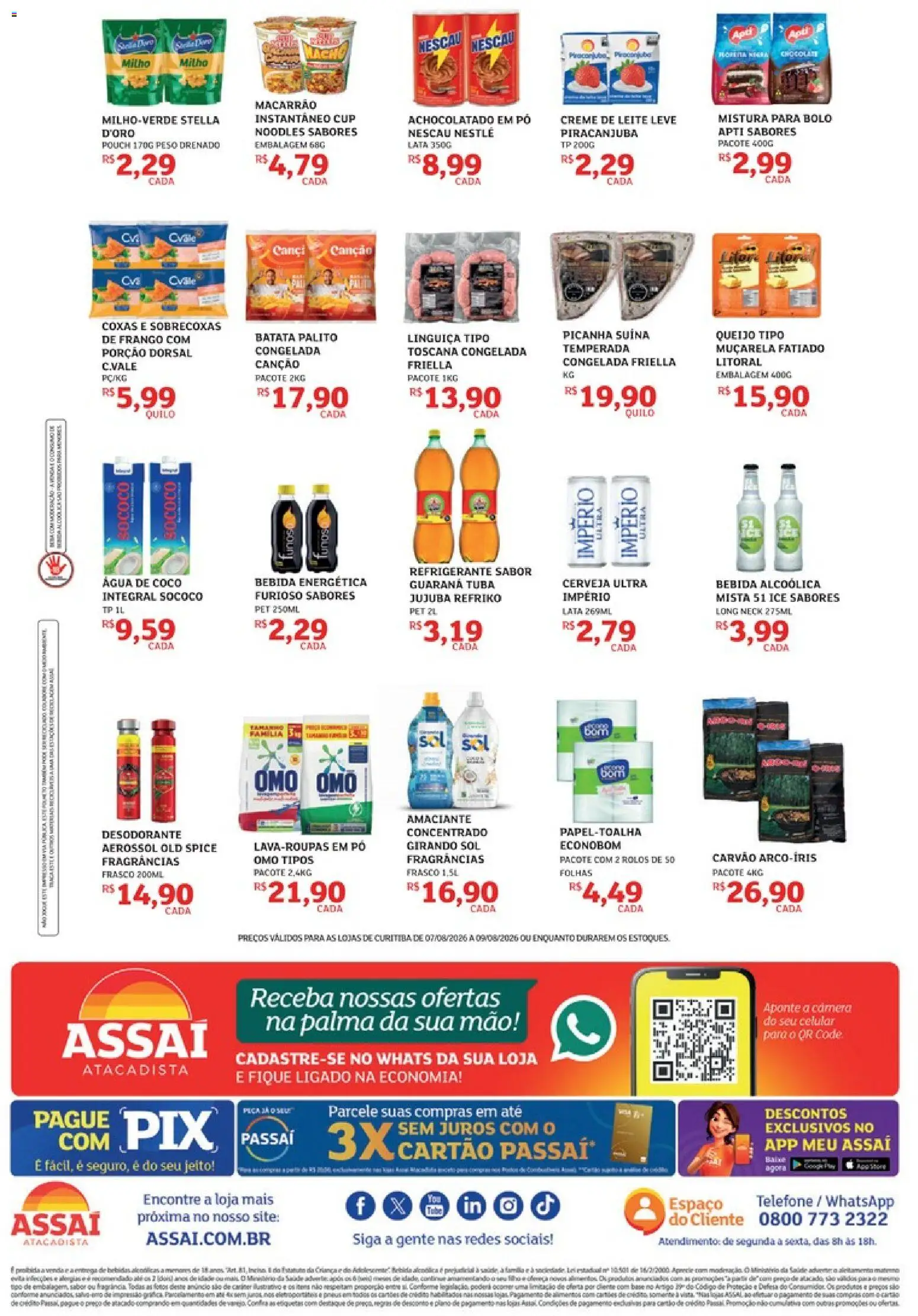 Assaí Atacadista Folheto - válido de 07/08/2026 | Página: 2 | Produtos: Cerveja, Creme, Frango, Câmera