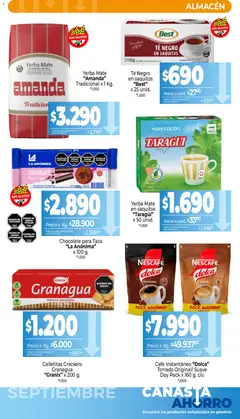 Vista previa La Anonima - Canasta Ahorro válido desde el 01/09/2026 | Página: 5 | Productos: Mp4, Té negro, Café instantáneo, Canasta
