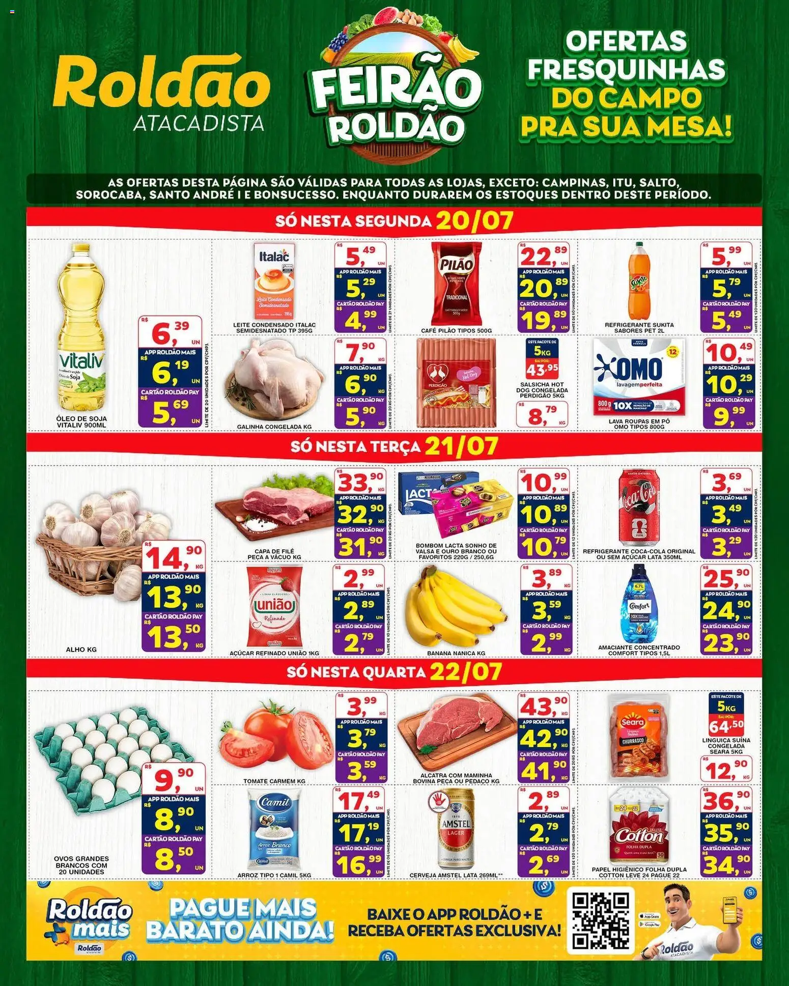 Roldão Folheto - válido de 20/07/2026 | Página: 1 | Produtos: Alho, Leite, Leite condensado, Amaciante