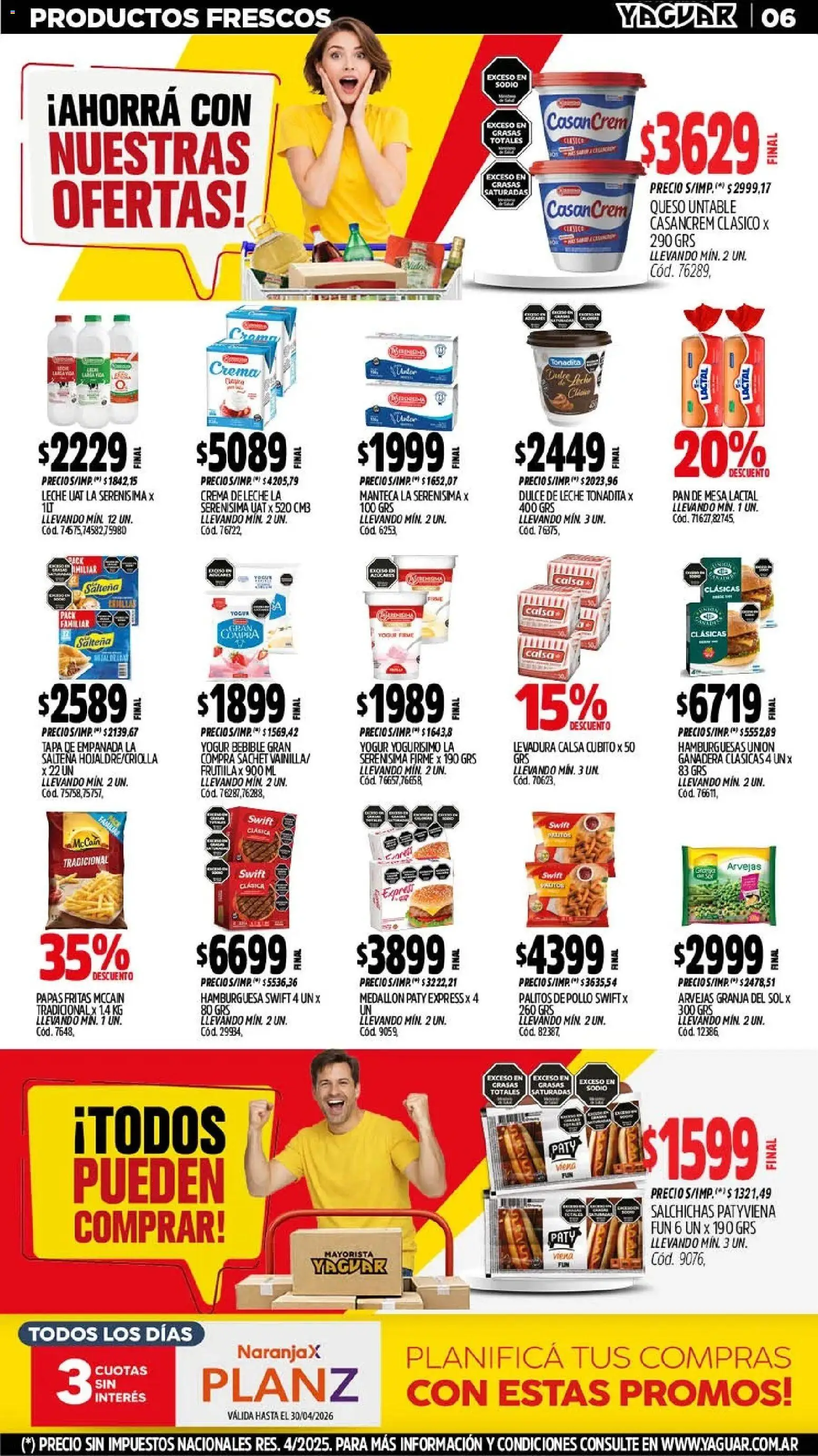 Yaguar - Oferta Semanal San Juan │ válido desde el 11.05.2026 | Página: 6 | Productos: Mesa, Pollo, Dulce de leche, Papas fritas