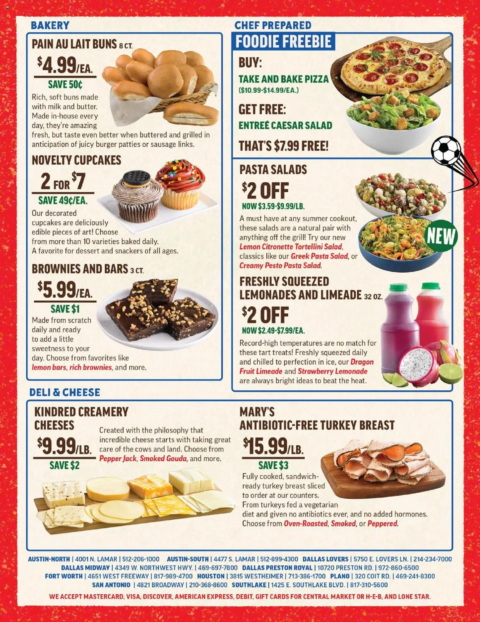 Central Market Weekly Ad - valid from 07/15/2026 | Page: 6 | Products: Cheese, Pasta, Salad, Sausage
