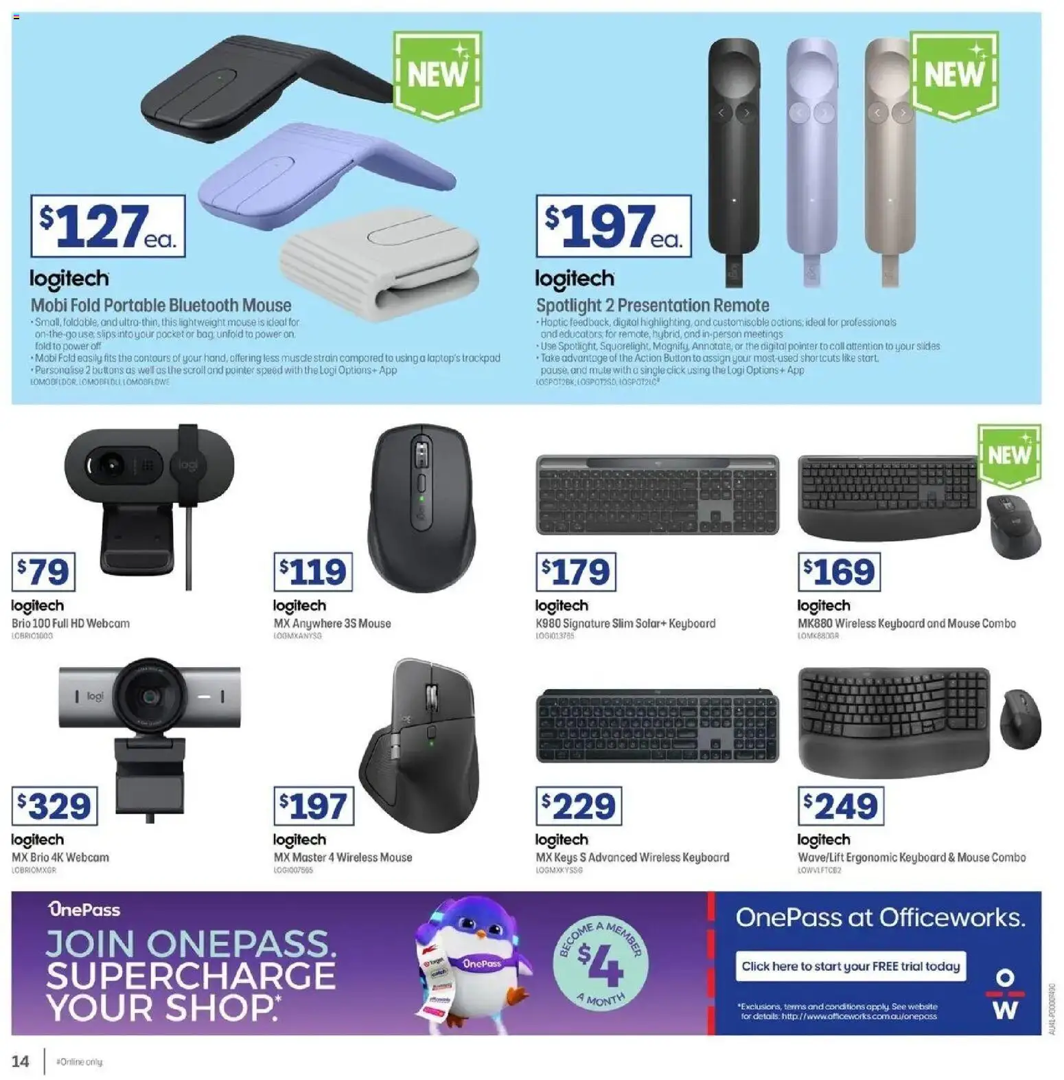 Officeworks - Beacon Deals 11/08 - 11/08/2026 > weekly / monthly specials | Page: 14 | Products: Ergonomic, Slides, Portable, Webcam