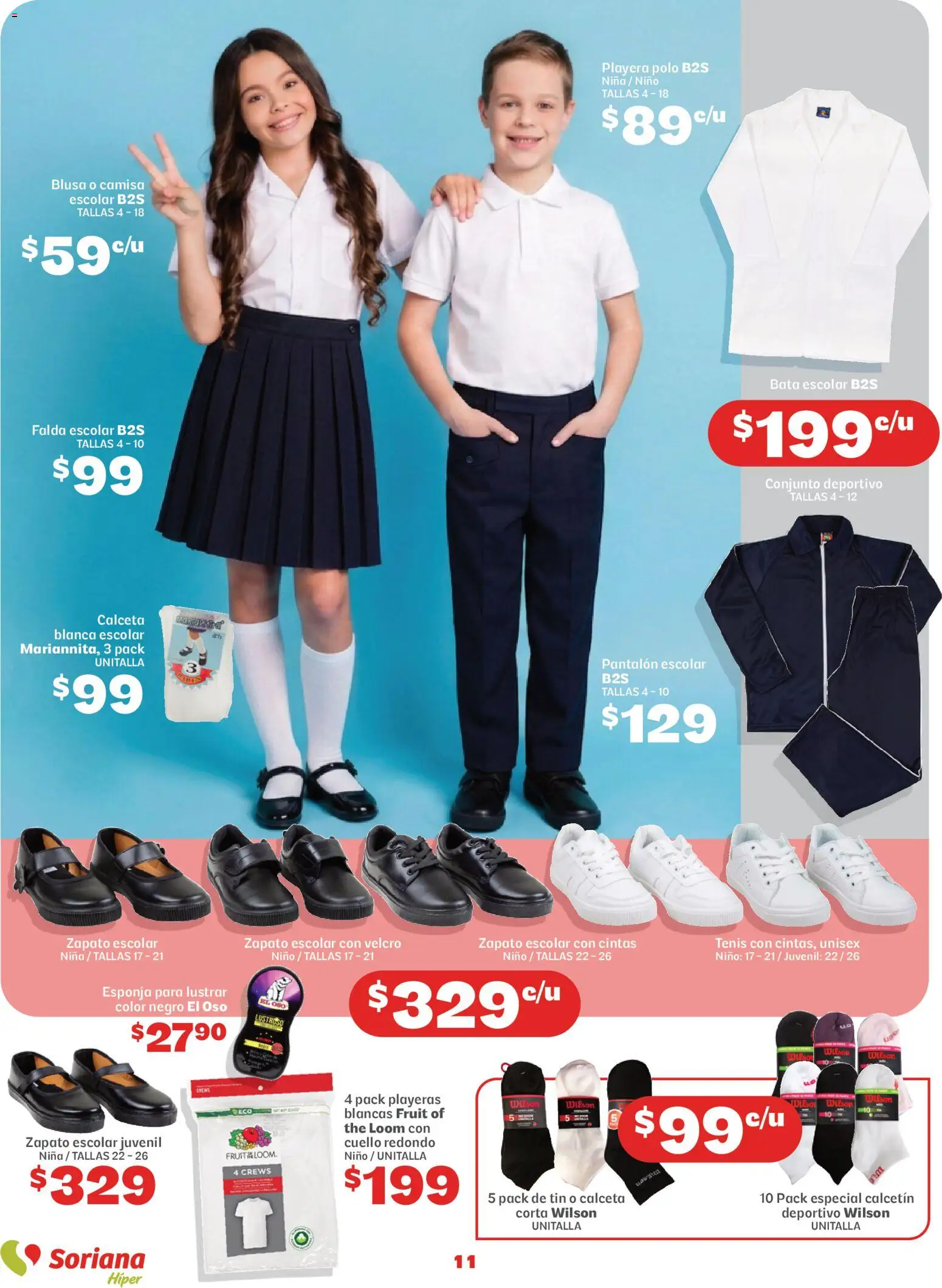 Nuevas ofertas de Soriana válidas en toda la República Mexicana desde el 13/08/2026. ¡Encuentra las mejores ofertas en Soriana Regresa a clases ¡Bien listo! Híper Nacional! | Página: 12 | Productos: Esponja, Playera, Falda, Bata
