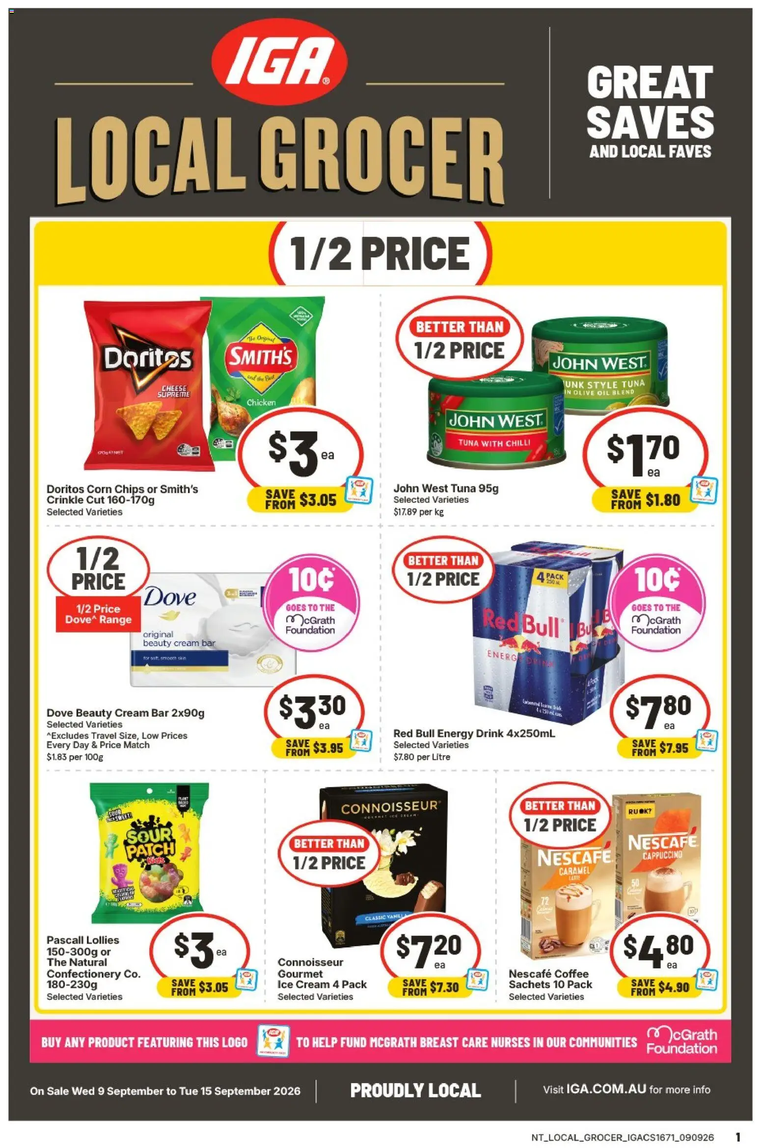 IGA catalogue - valid from 09/09/2026 | Page: 1 | Products: Chicken, Lollies, Ice cream, Nescafe
