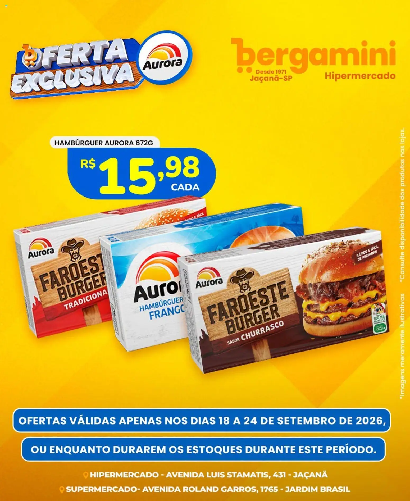 Supermercado Bergamini Folheto - válido de 18/09/2026 | Página: 6 | Produtos: Hambúrguer, Frango