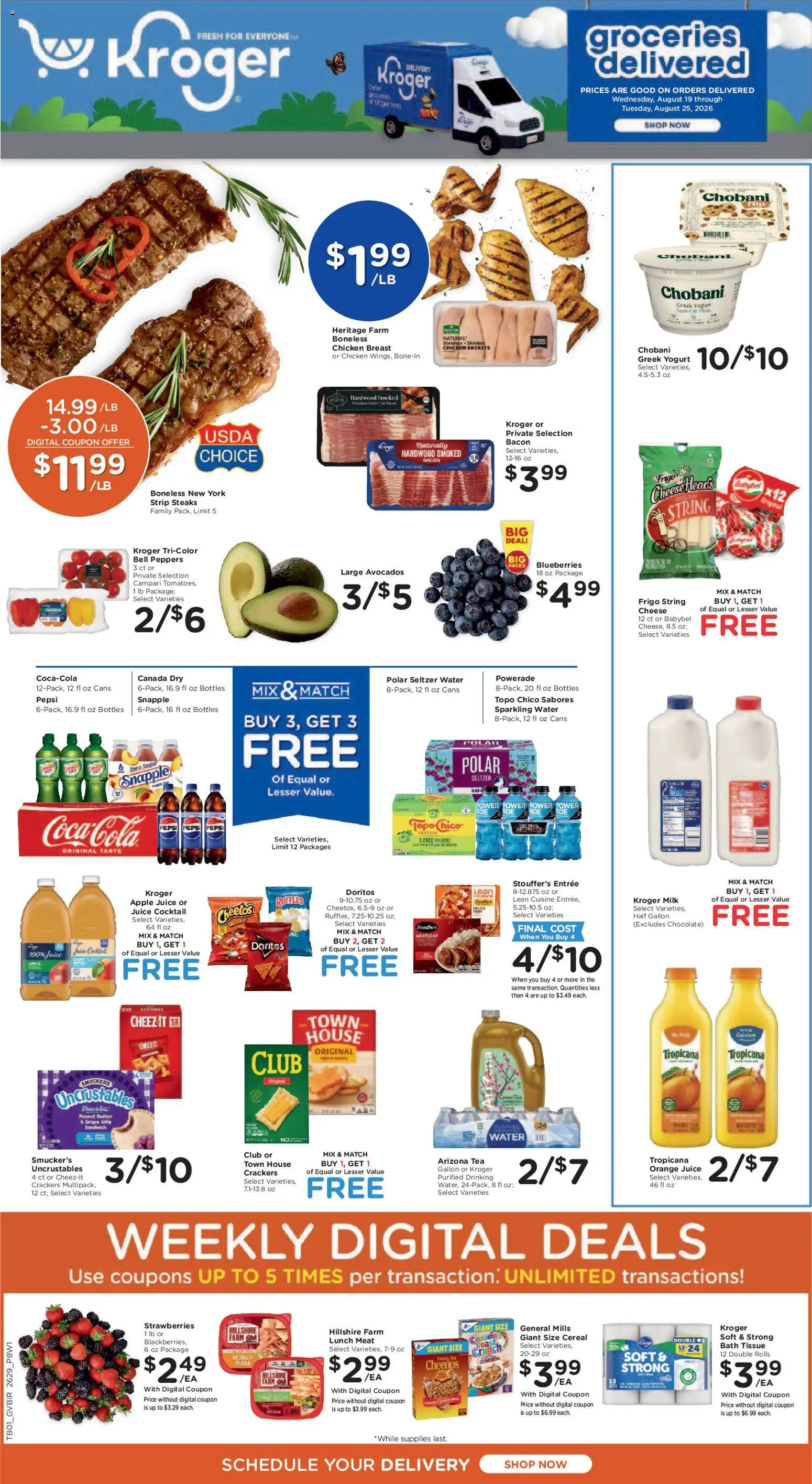 Kroger Ad - valid from 08/19/2026 | Page: 1 | Products: Juice, Tea, Lime, Pepsi