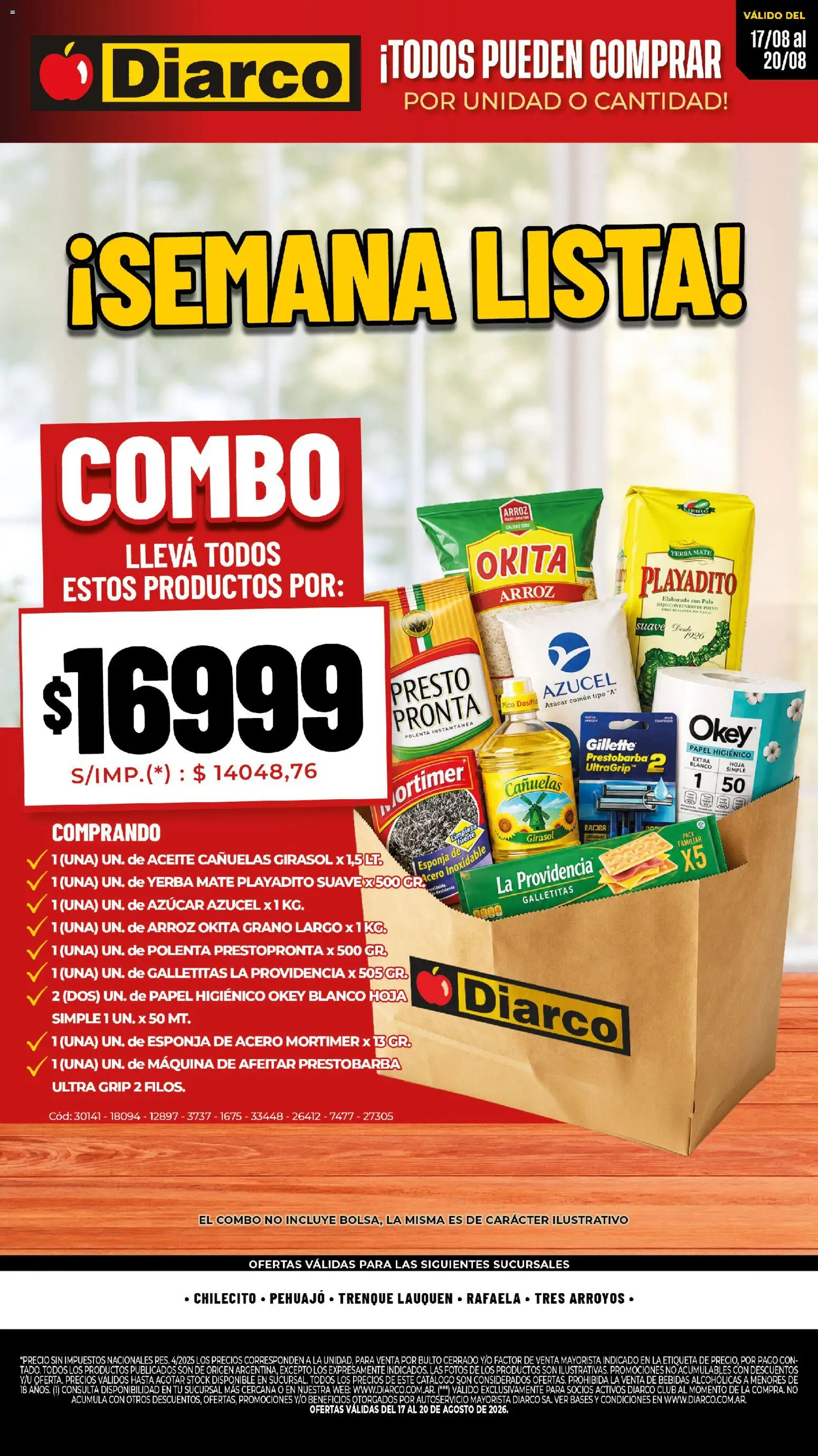 Diarco - Semana Lista │ válido desde el 17/08/2026 | Página: 1 | Productos: Galletitas, Yerba, Polvo, Polenta