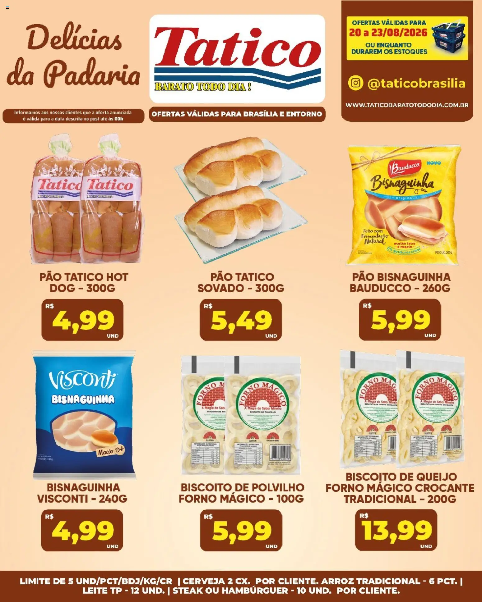 Tatico Folheto - válido de 20/08/2026 | Página: 19 | Produtos: Polvilho, Leite, Pão, Cerveja