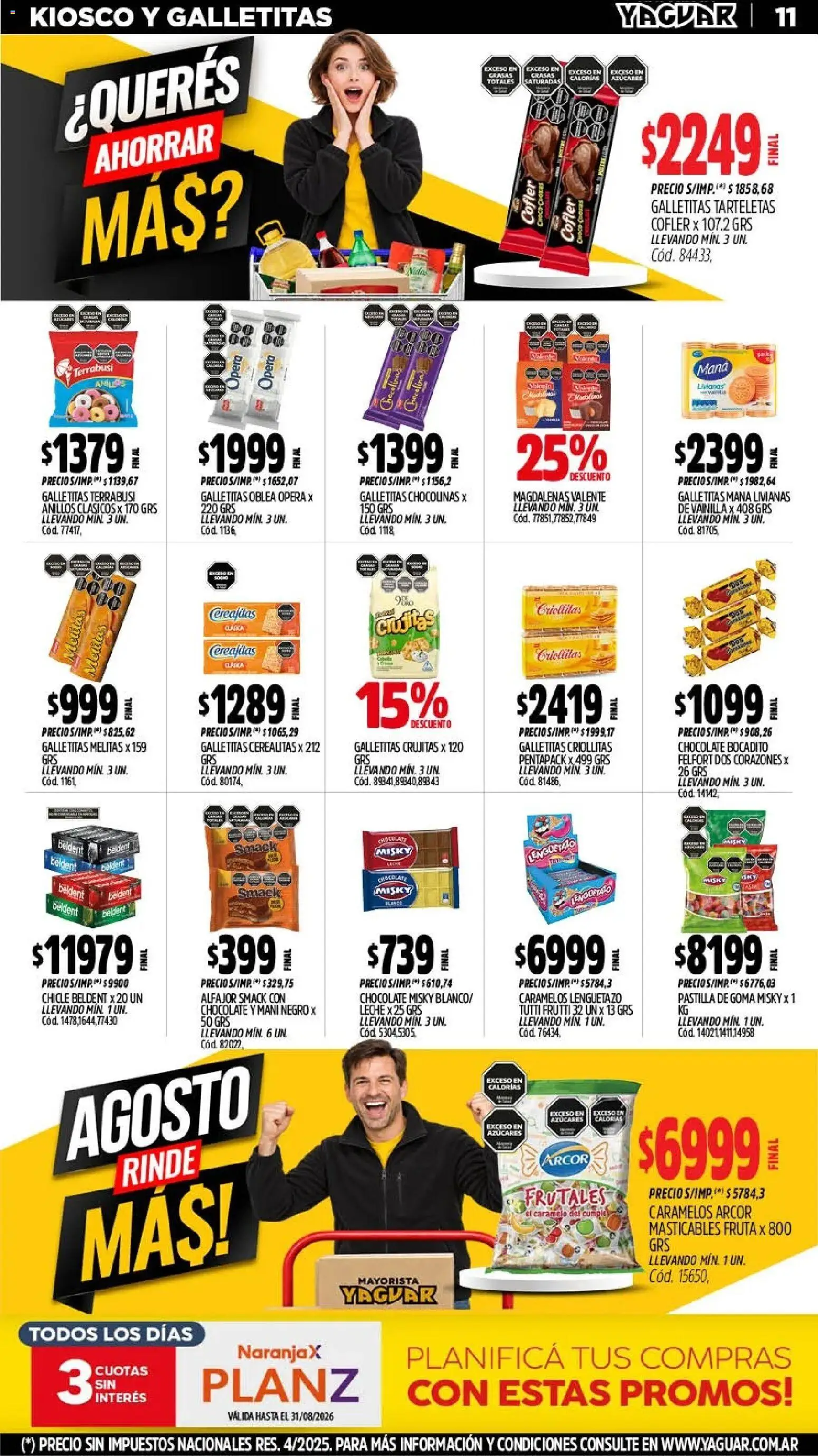 Yaguar - Oferta Semanal San Juan │ válido desde el 24/08/2026 | Página: 10 | Productos: Galletitas, Leche, Chocolate, Fruta