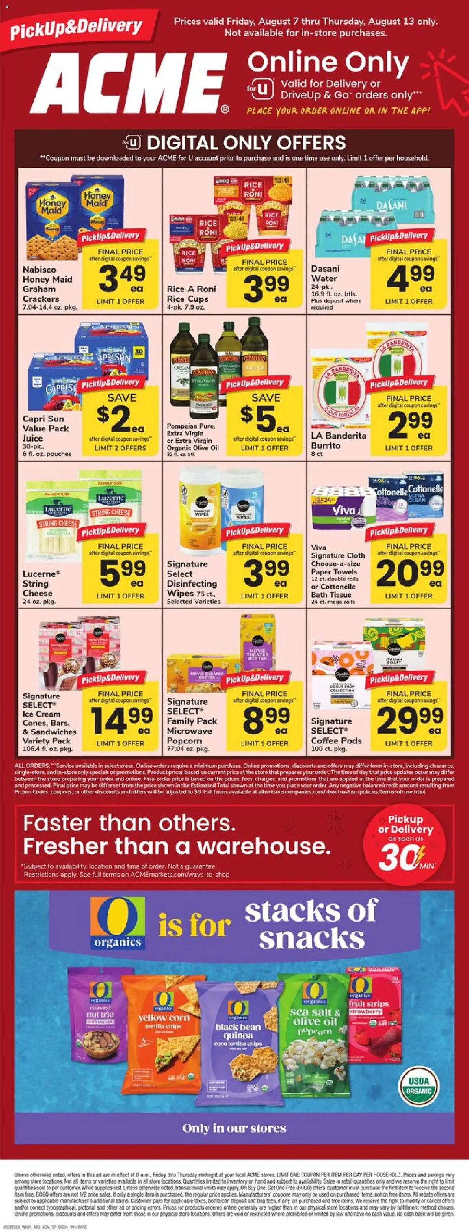 Acme Specialty Publication - valid from 08/07/2026 | Page: 1 | Products: Crackers, Coffee, Quinoa, Paper towels