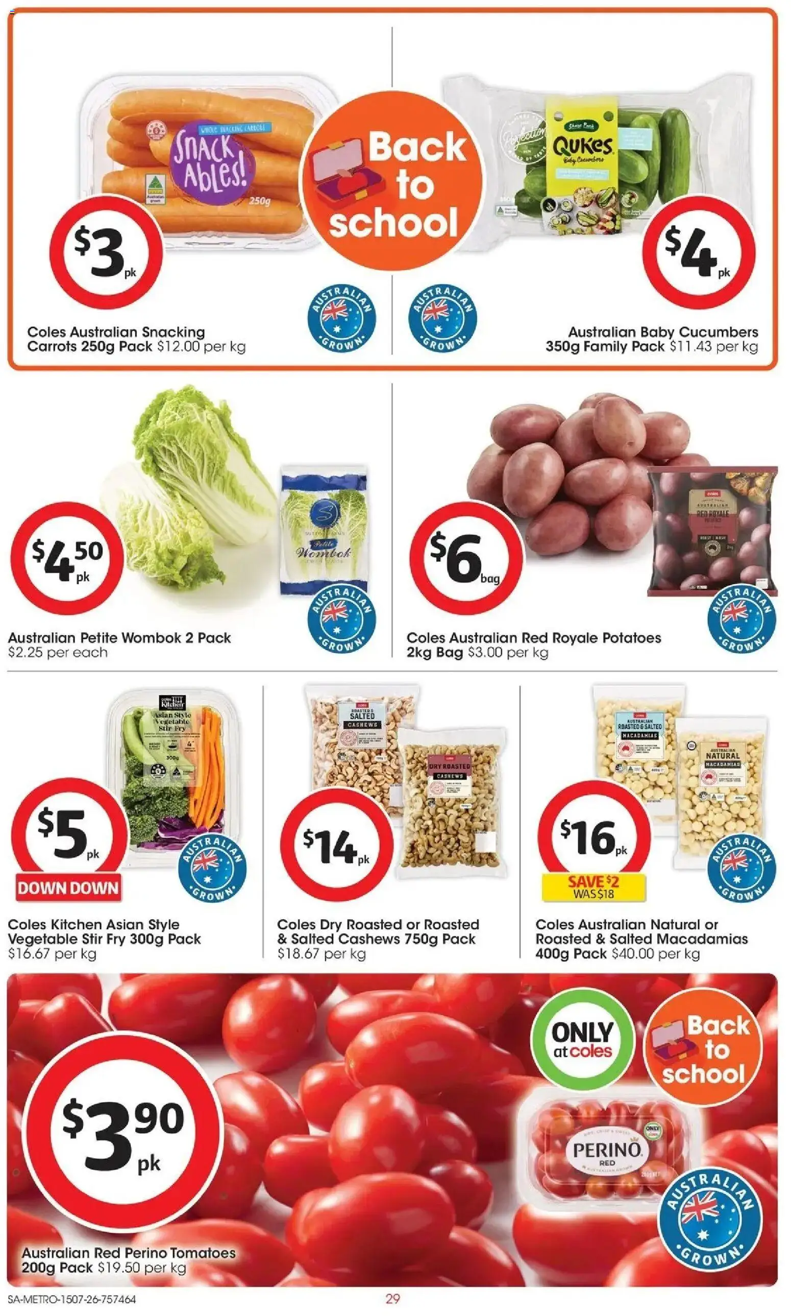 Coles catalogue - valid from 15/07/2026 | Page: 29 | Products: Tomatoes, Carrots, Cucumbers, Bag