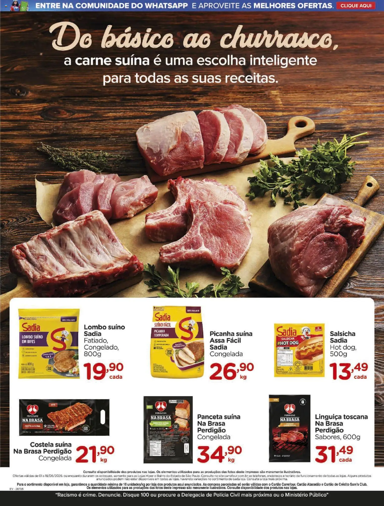 Carrefour Folheto - válido de 01.06.2026 | Página: 7 | Produtos: Salsicha, Linguiça, Lombo, Carne