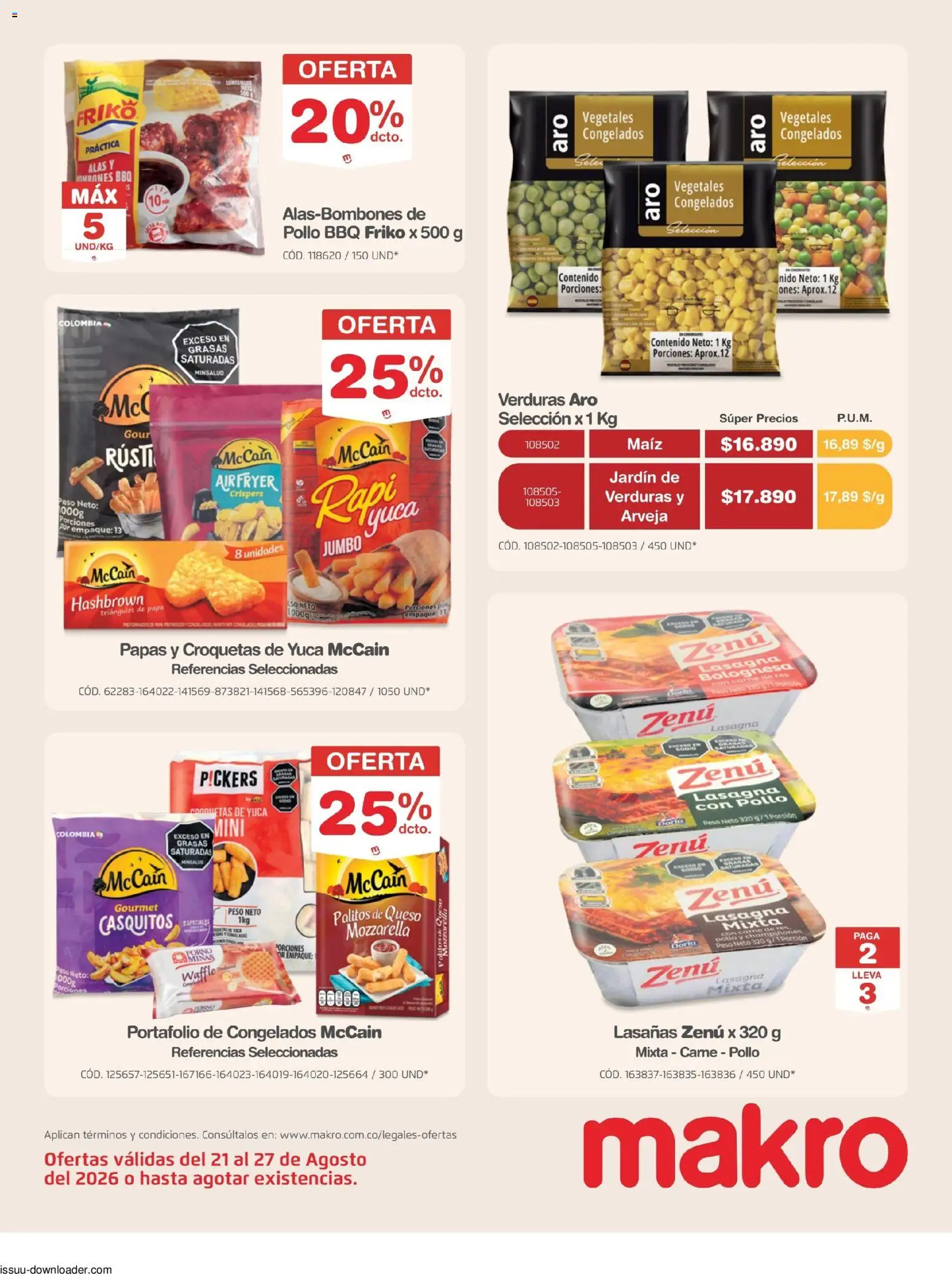 Makro revista - valida desde el 21/08/2026 | Página: 9 | Productos: Verduras, Papas, Croquetas, Papa