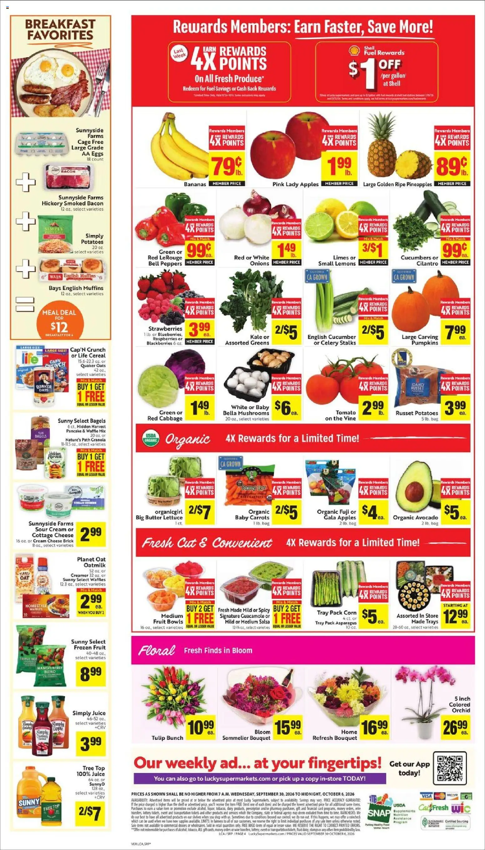 Lucky Supermarkets Weekly - valid from 09/30/2026 | Page: 4 | Products: Orchid, Kale, Juice, Potatoes