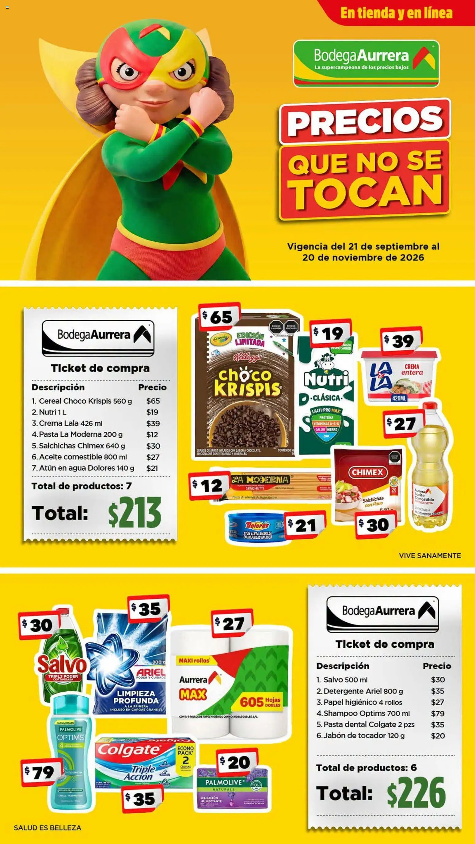 Nuevas ofertas de Bodega Aurrerá válidas en toda la República Mexicana desde el 21/09/2026. ¡Encuentra las mejores ofertas en Bodega Aurrerá Los esenciales para tu familia con precios que no se tocan! | Página: 1 | Productos: Pasta dental, Atún, Shampoo, Proteína