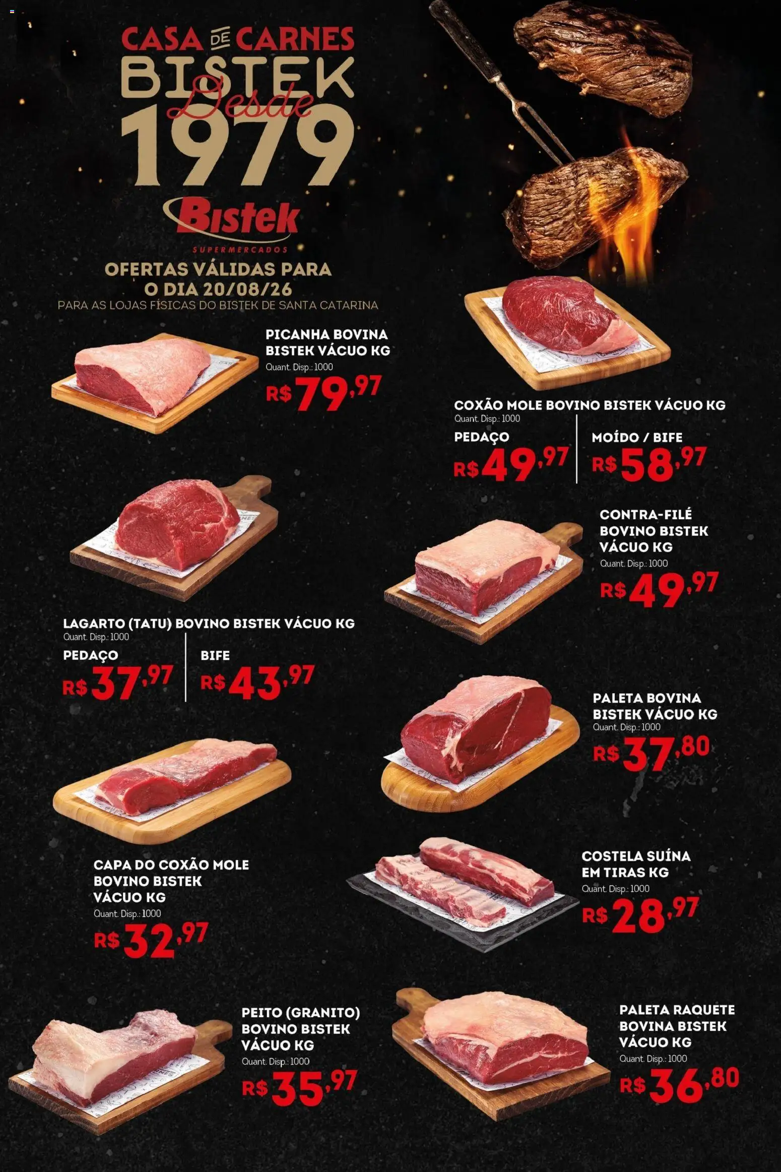Bistek Supermercados Folheto - válido de 20/08/2026 | Página: 1 | Produtos: Coxão mole, Picanha