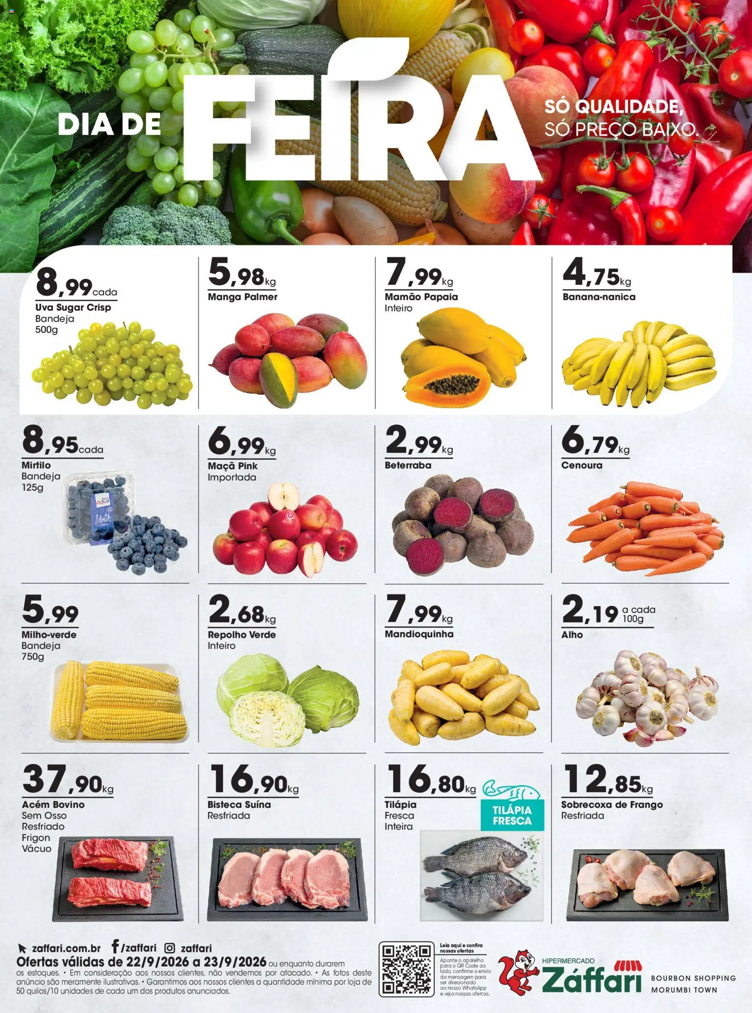 Zaffari Folheto - válido de 22/09/2026 | Página: 1 | Produtos: Uva, Manga, Bandeja, Mamão