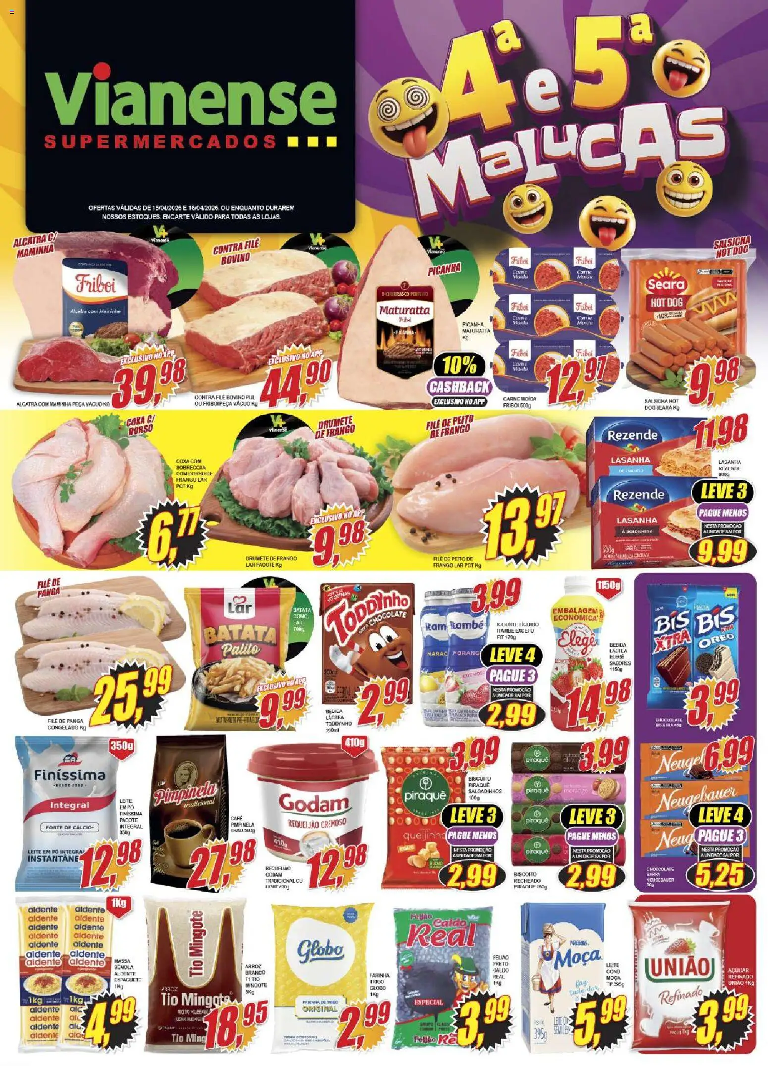 Vianense Folheto - válido de 15.04.2026 | Página: 1 | Produtos: Pó, Picanha, Neugebauer, Leite em pó