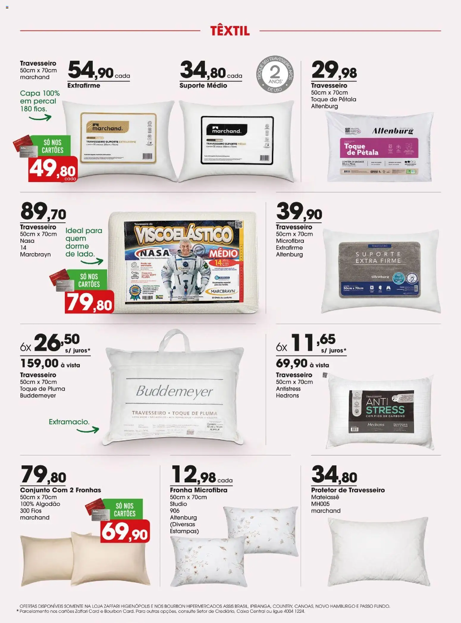 Zaffari Folheto - válido de 03/09/2026 | Página: 6 | Produtos: Travesseiro, Caixa, Tecido, Algodão