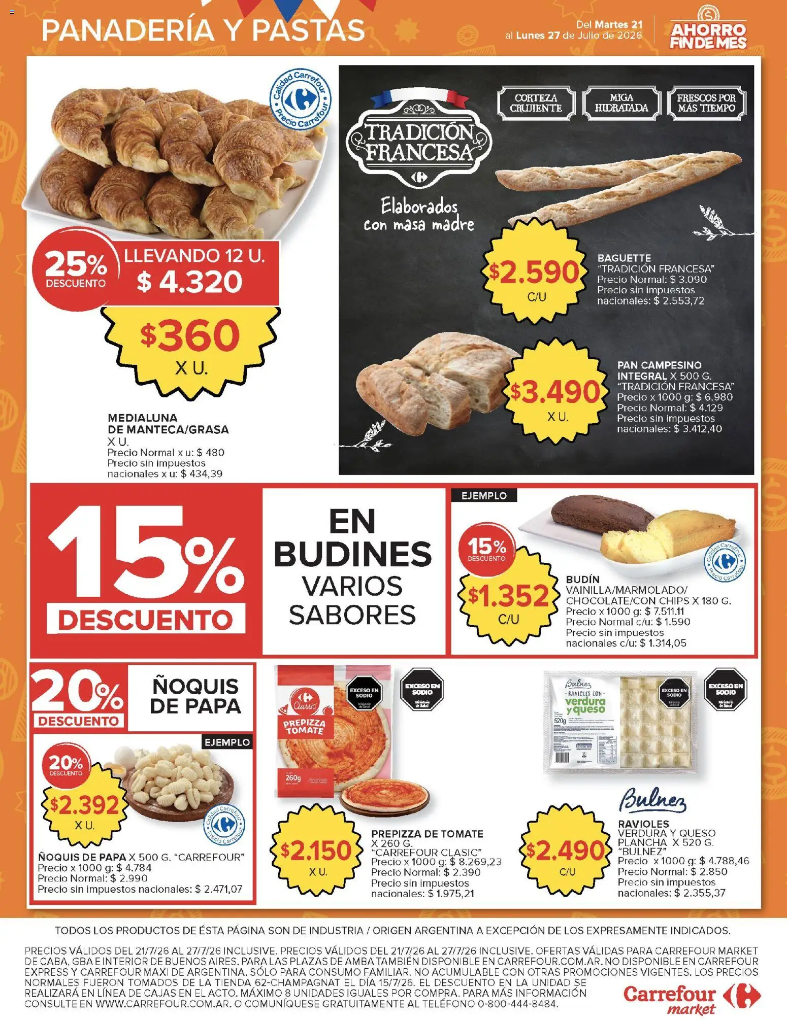 Carrefour ofertas │ válido desde el 21/07/2026 | Página: 40 | Productos: Panadería, Budín, Plancha, Pan