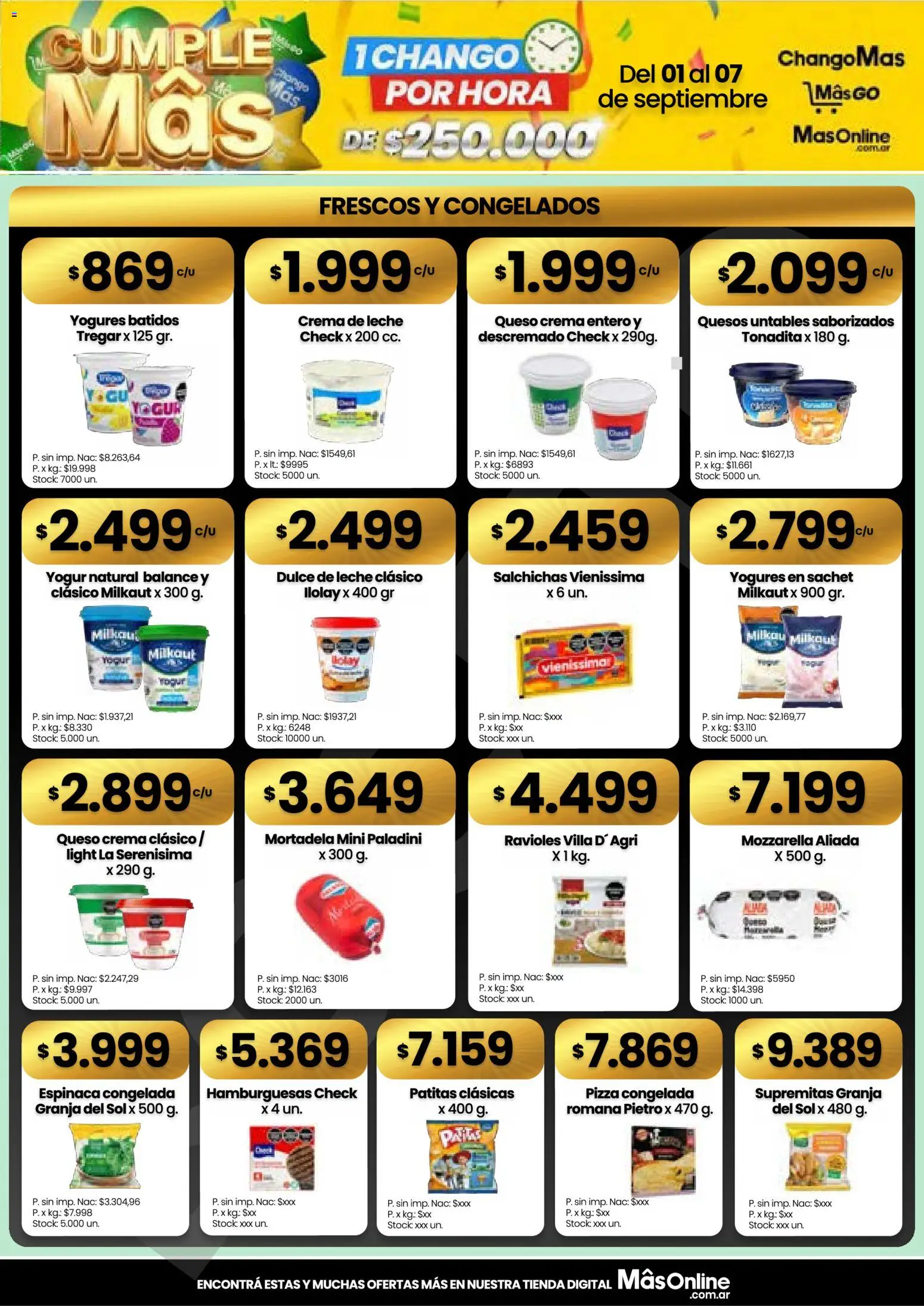 Changomas ofertas │ válido desde el 01/09/2026 | Página: 5 | Productos: Mozzarella, Mortadela, Dulce, Leche