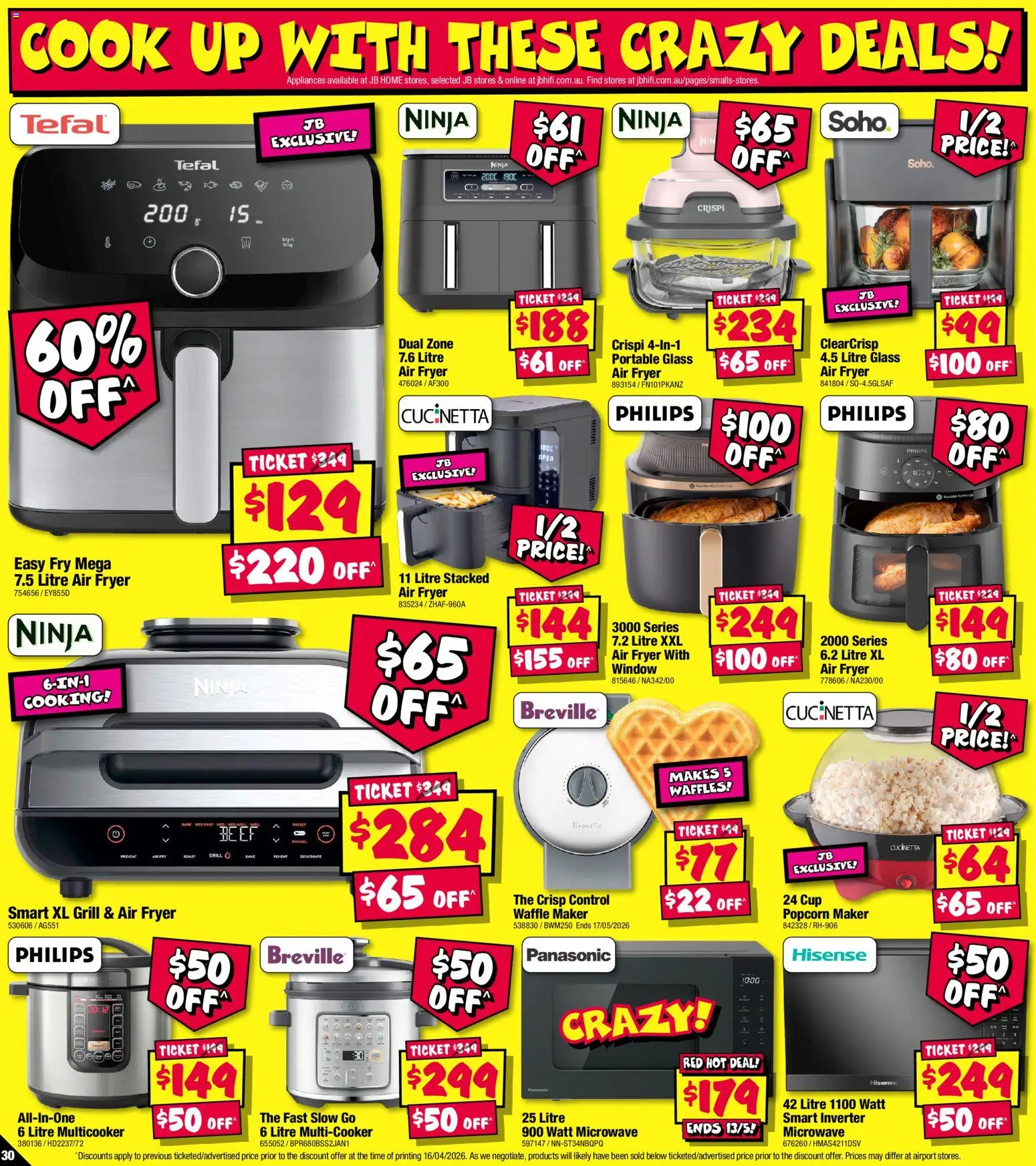 JB Hi-Fi catalogue - valid from 30.04.2026 | Page: 30 | Products: Popcorn, Waffles, Microwave, Waffle maker