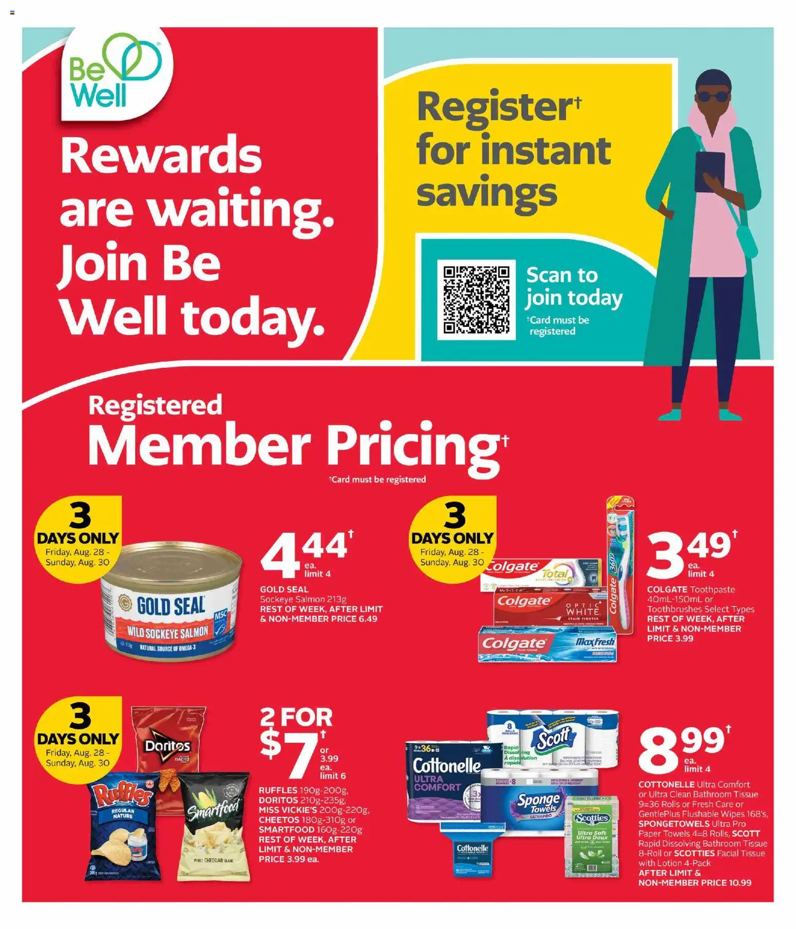 Rexall flyer valid from Aug 28, 2026 | Page: 2 | Products: Paper towels, Cheddar, Omega 3, Omega