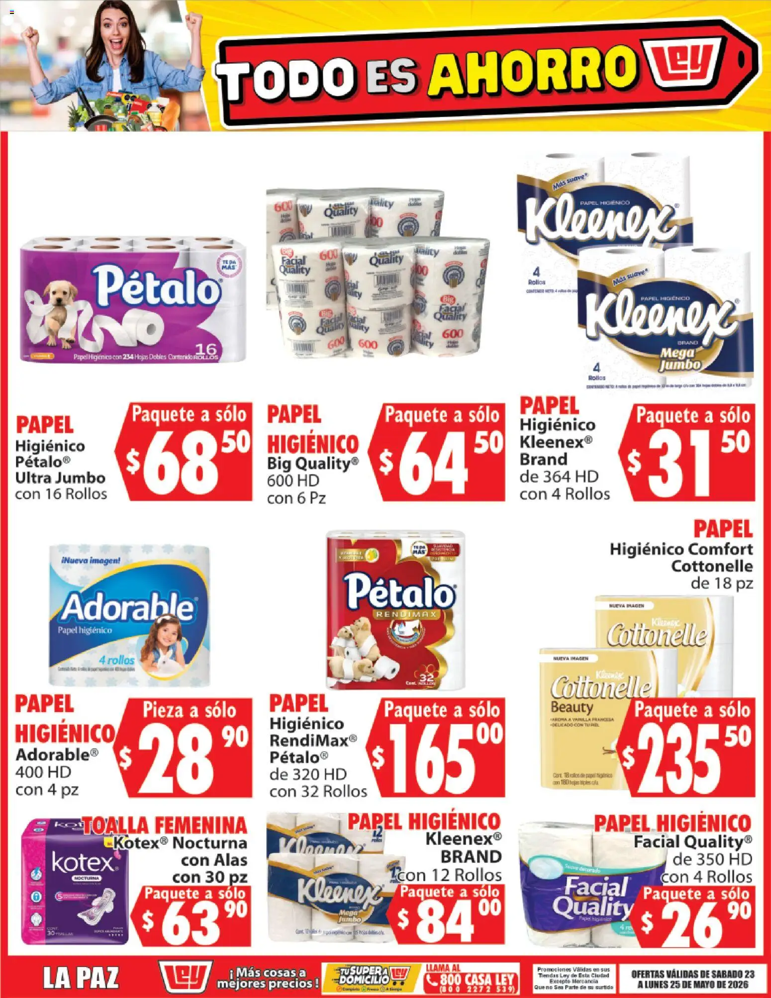 Nuevas ofertas de Casa Ley válidas en toda la República Mexicana desde el 23.05.2026. ¡Encuentra las mejores ofertas en Casa Ley folleto Todo es ahorro! | Página: 10 | Productos: Papel higiénico