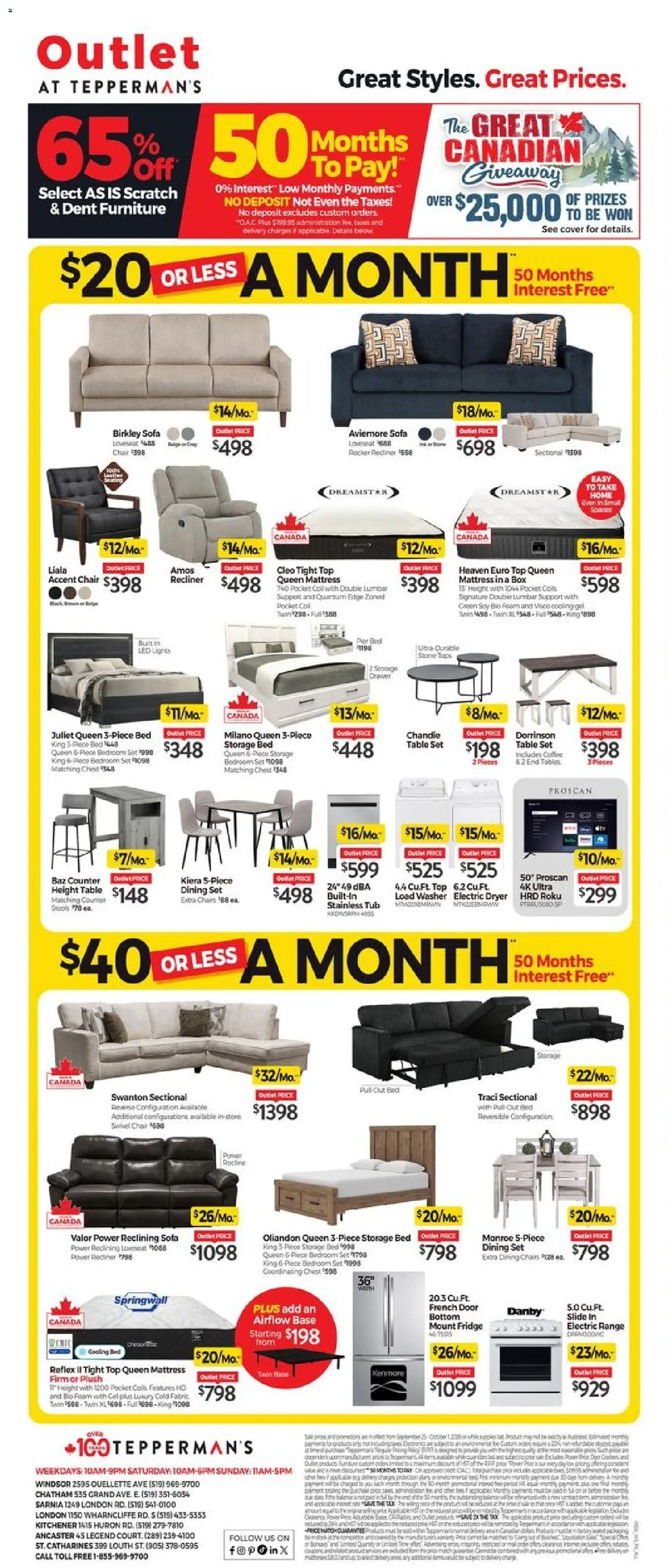 Tepperman's flyer valid from Sep 25, 2026 | Page: 7 | Products: Foam, Bed, Mattress, Sofa