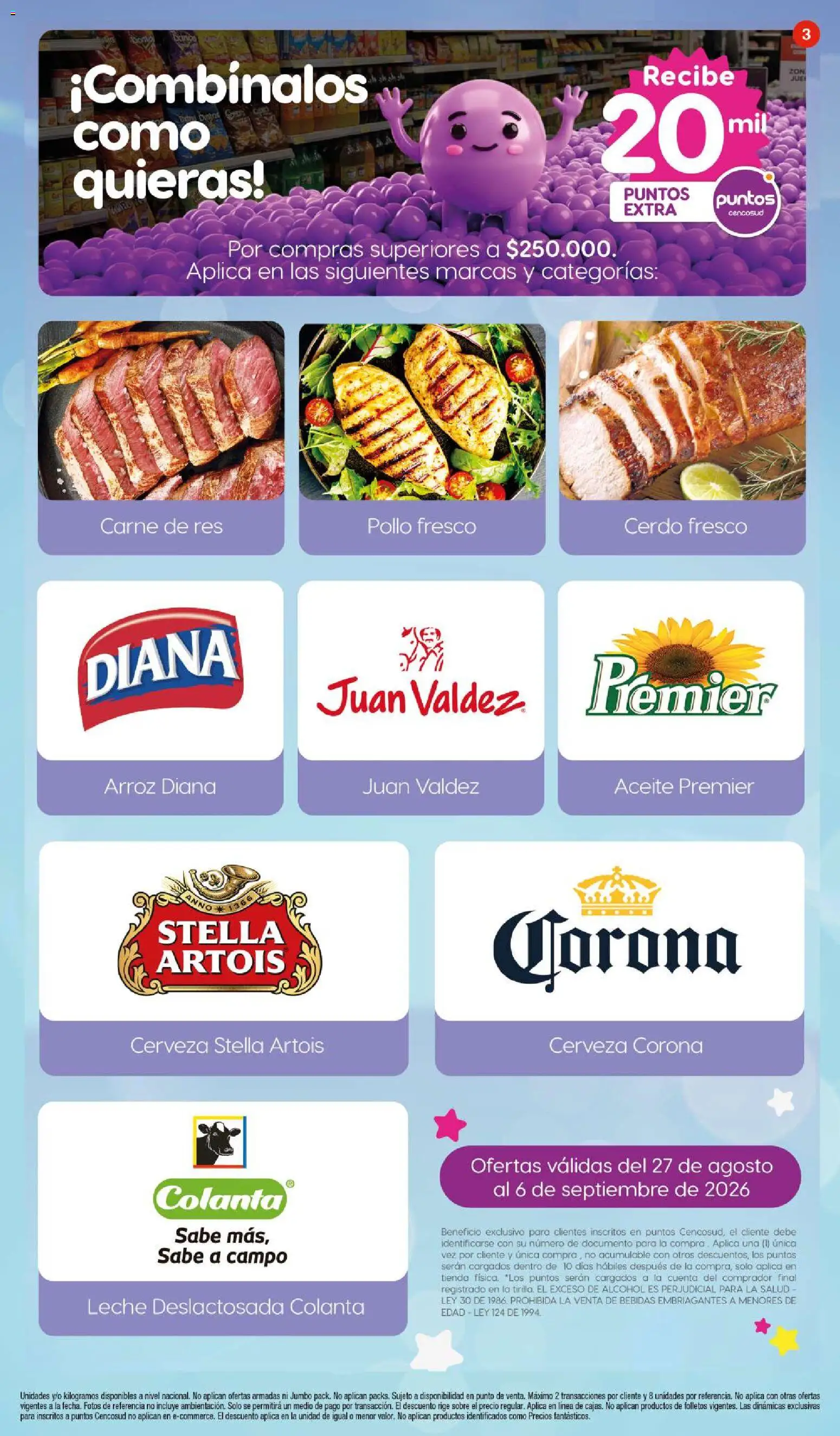 Jumbo revista - valida desde el 27/08/2026 | Página: 3 | Productos: Carne, Pollo, Leche, Alcohol