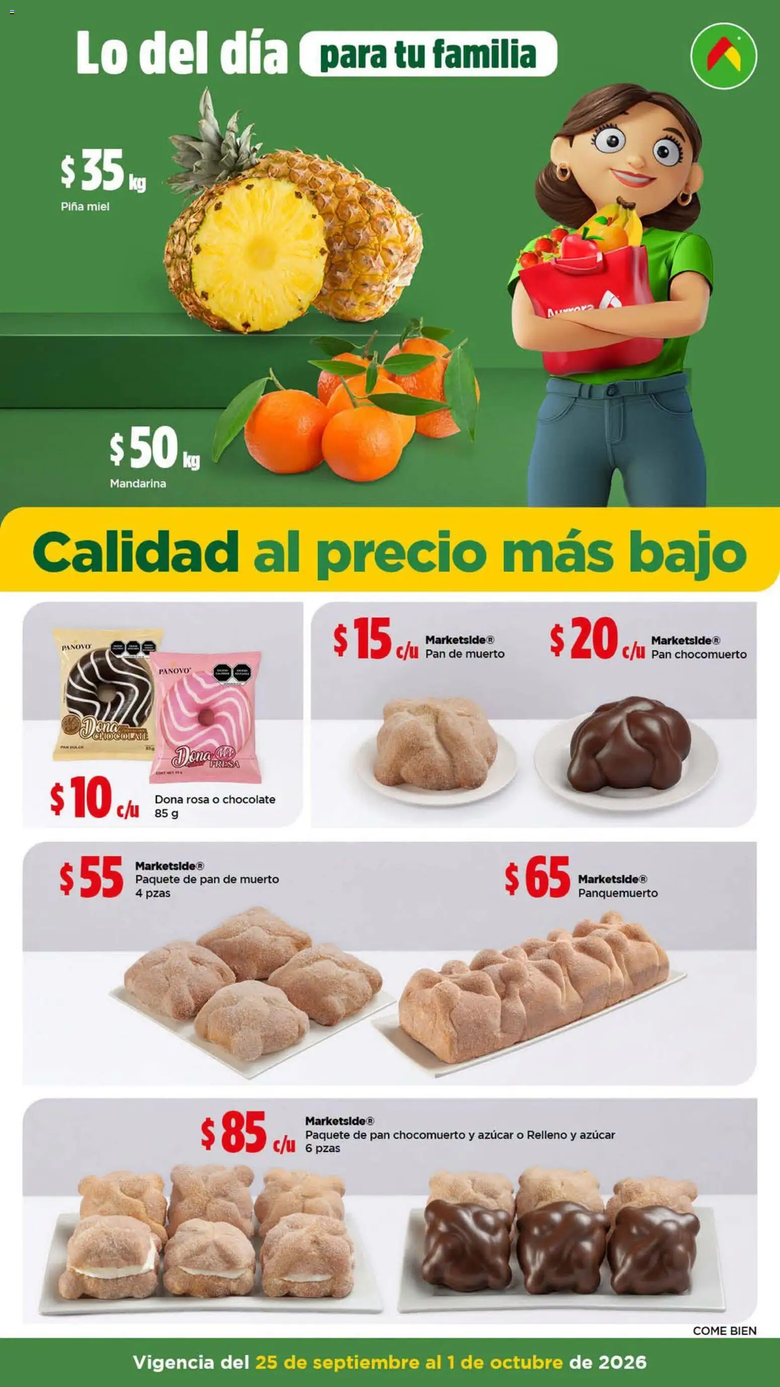 Nuevas ofertas de Bodega Aurrerá válidas en toda la República Mexicana desde el 25/09/2026. ¡Encuentra las mejores ofertas en Bodega Aurrerá folleto Prepara pollo a la poblana para tu familia! | Página: 3 | Productos: Azúcar, Pan dulce, Pan, Dulce
