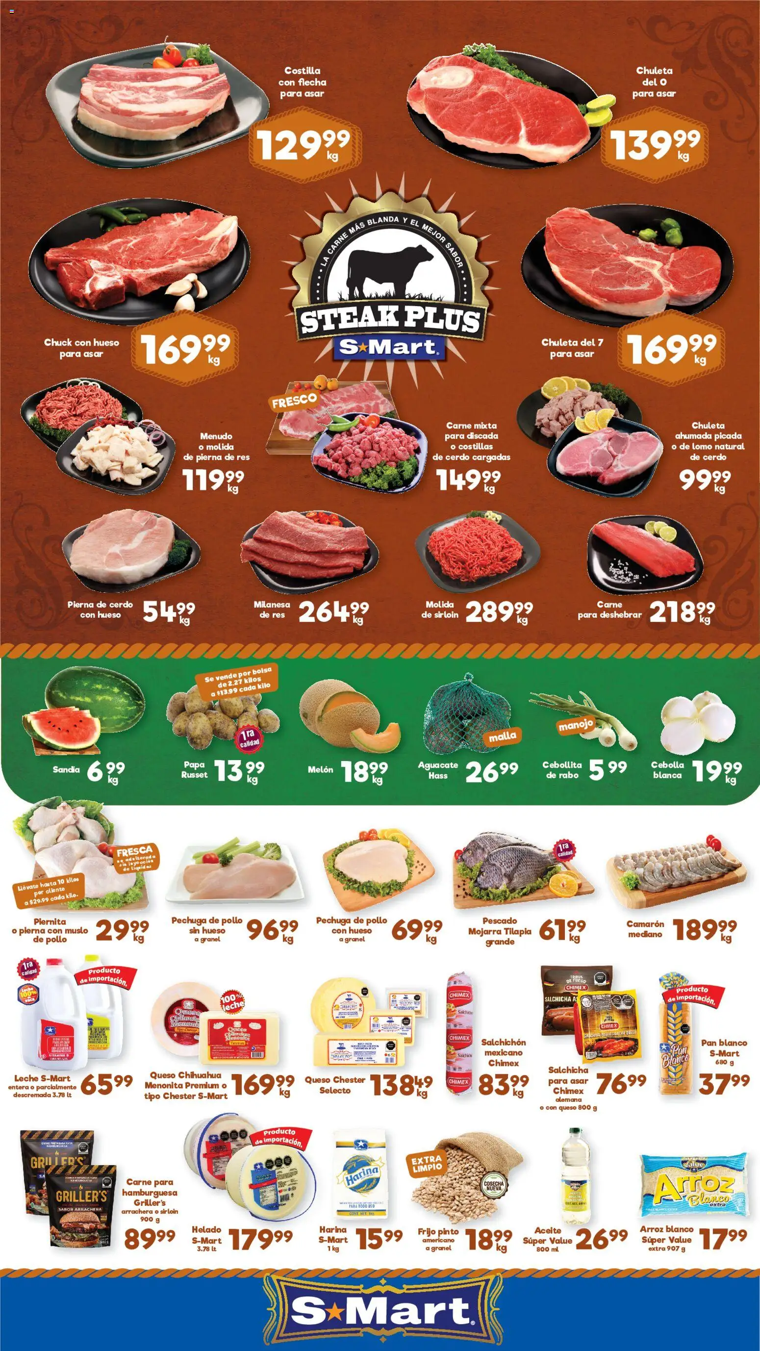 Nuevas ofertas de S-Mart válidas en toda la República Mexicana desde el 03/07/2026. ¡Encuentra las mejores ofertas en S-Mart folleto Chihuahua! | Página: 1 | Productos: Sandía, Bolsa, Leche, Cerdo