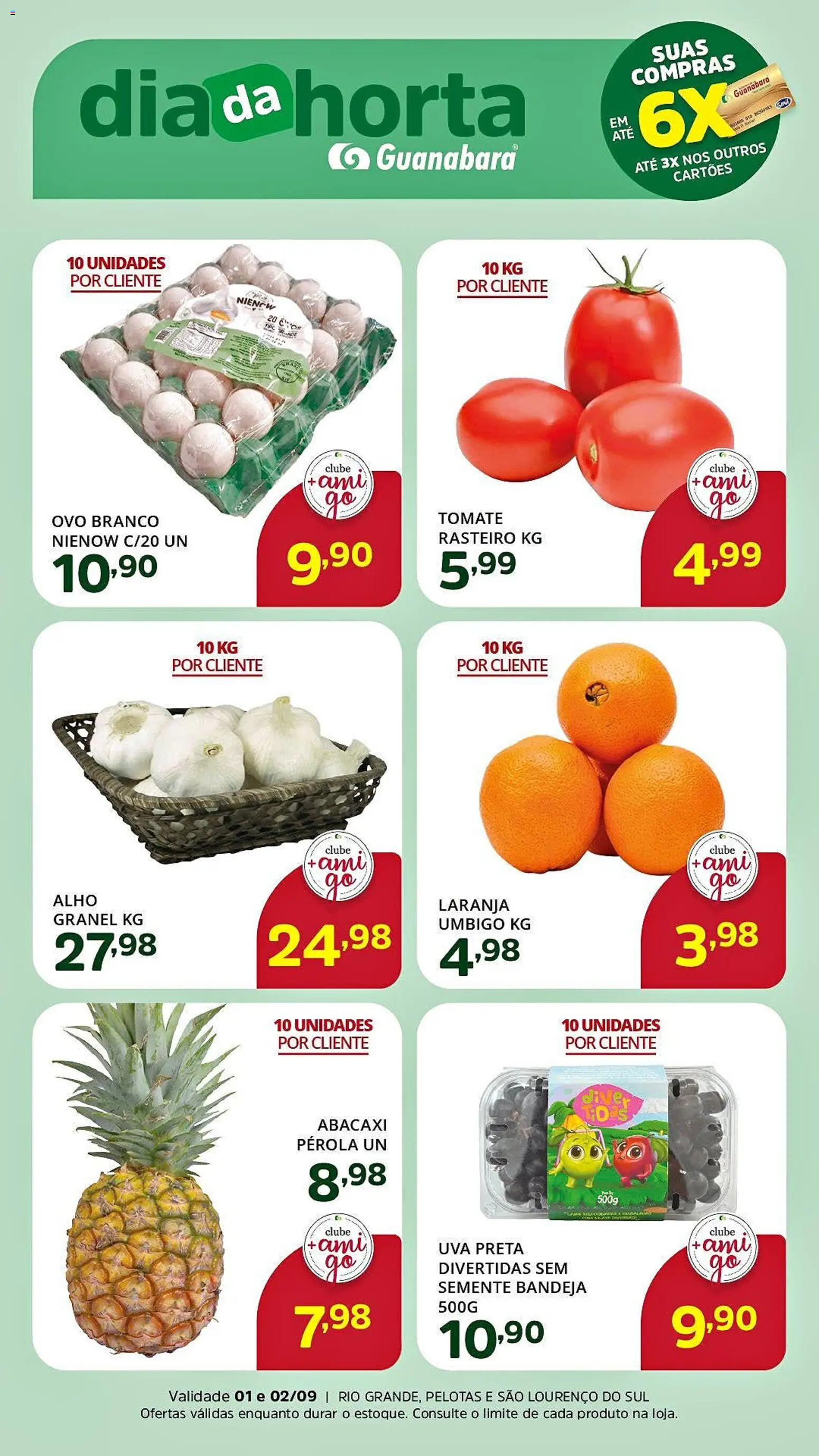 Supermercado Guanabara Folheto - válido de 01/09/2026 | Página: 2 | Produtos: Alho, Tomate, Uva, Abacaxi